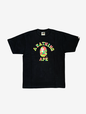 Black Psyche Camo Ape Head College Logo T-Shirt