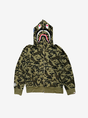 Green Desert Camo Full Zip Up Shark Hoodie