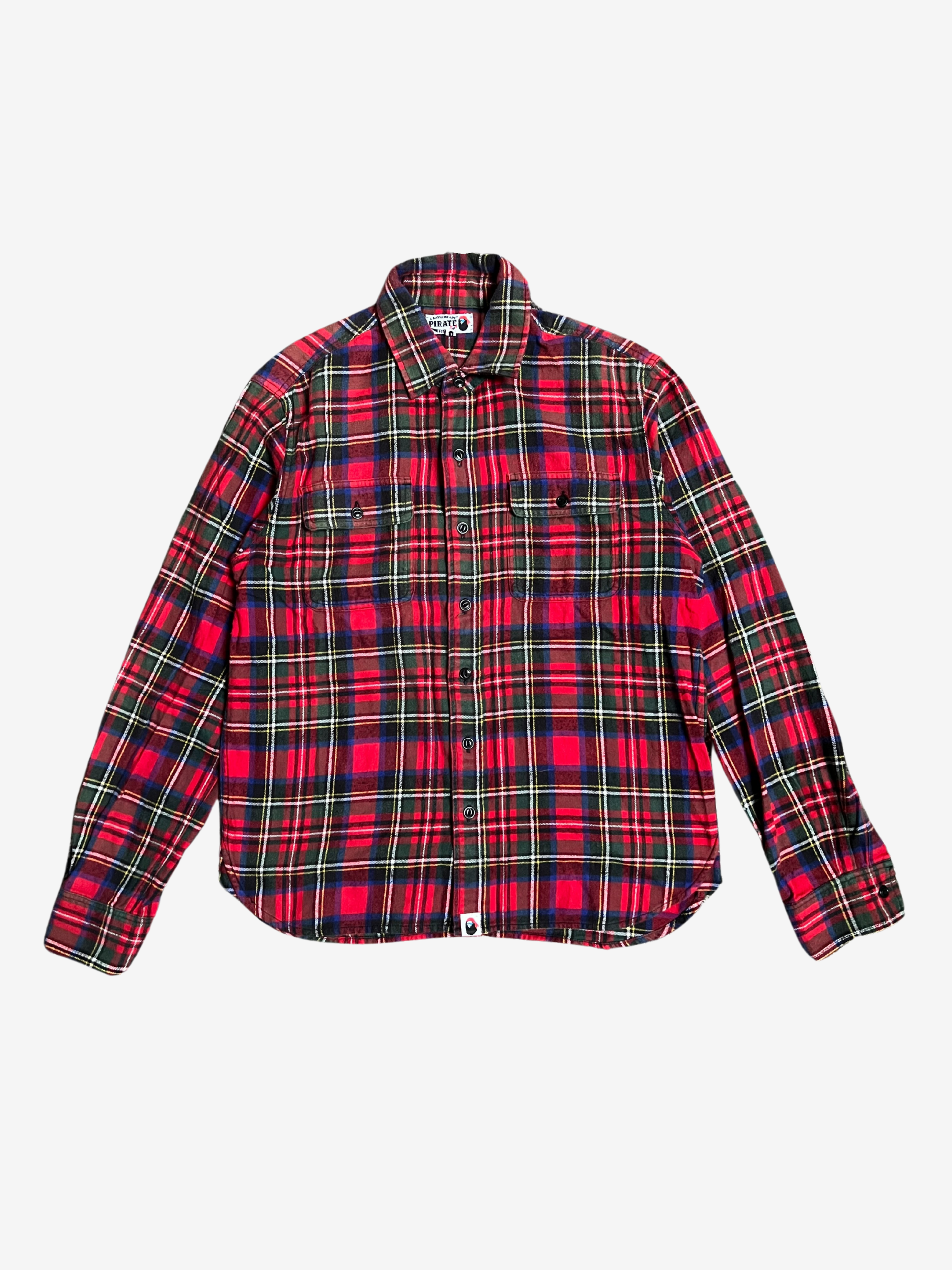 BAPE Red Plaid Pirate Store Button Up Long Sleeve Shirt