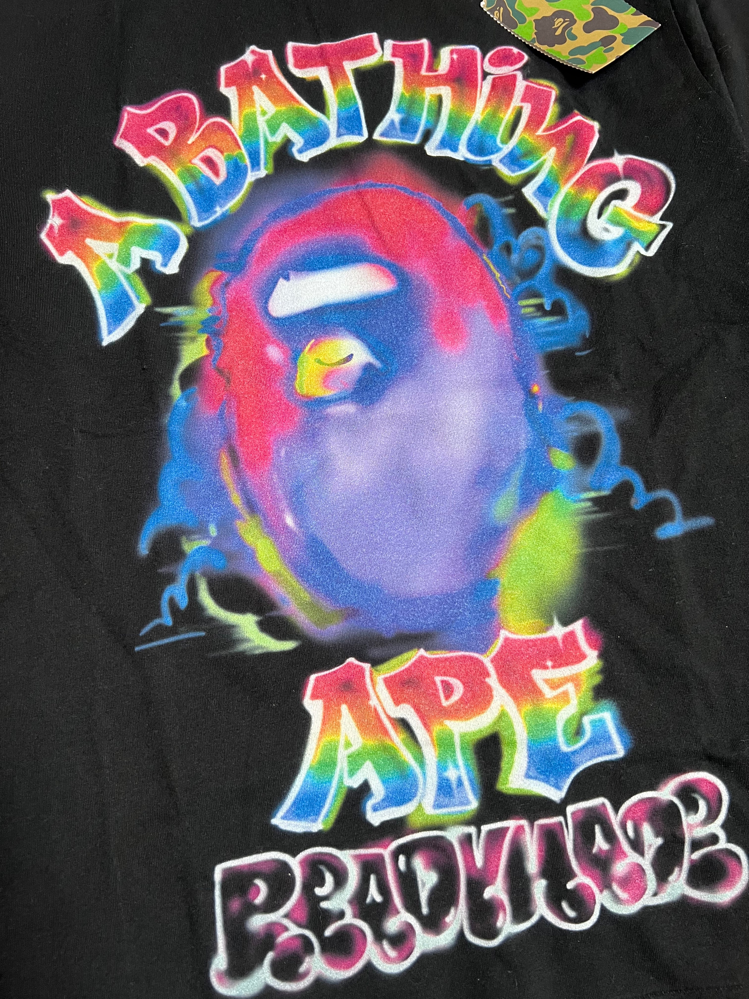 BAPE x READYMADE Black Sprayed College Logo T-Shirt HYPEVAULT 3
