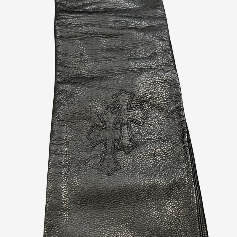Chrome Hearts Black 18 Cementery Cross Patch Leather Fleur Pants