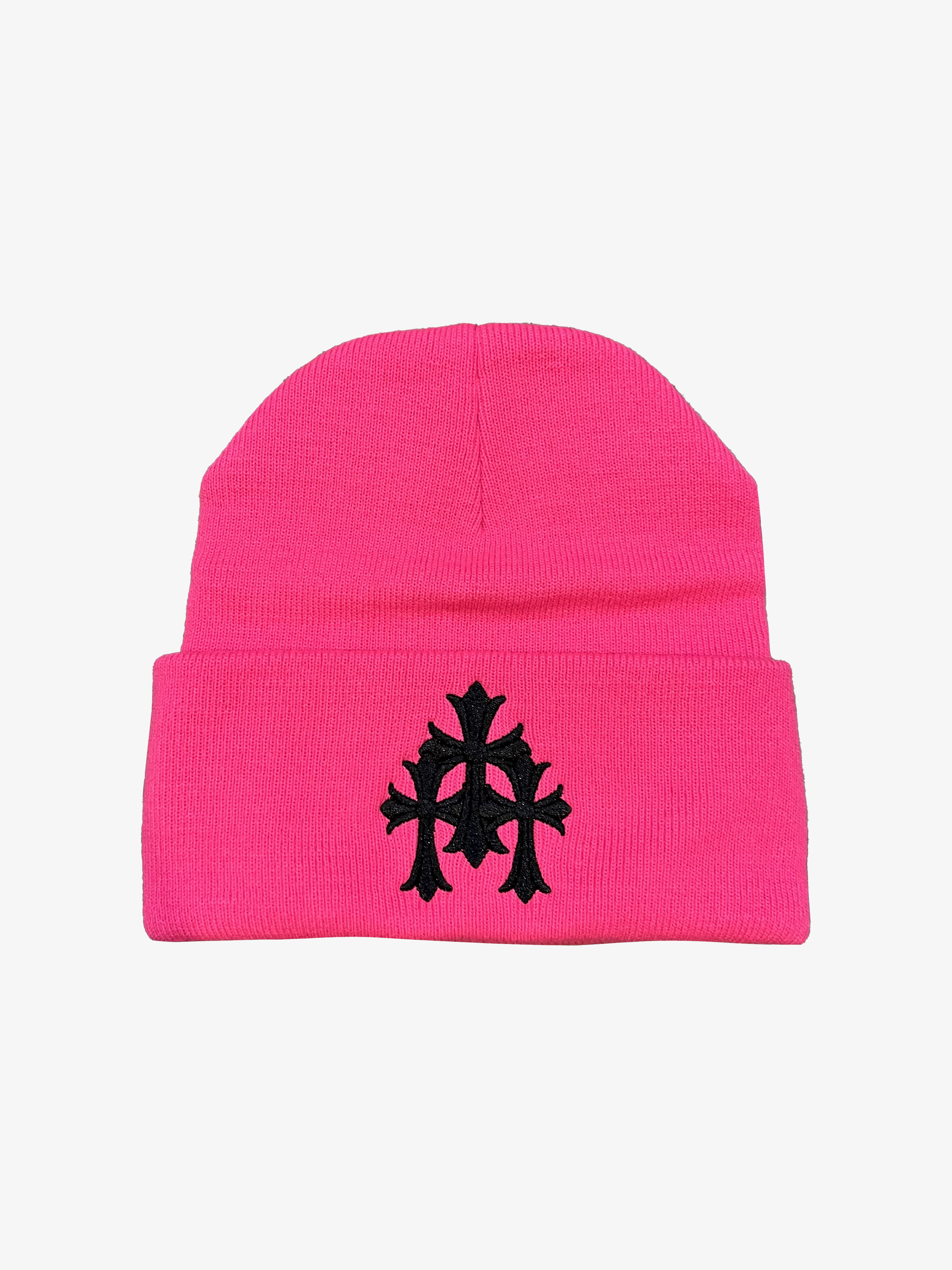 Pink Triple Cross Beanie