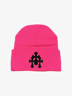 Pink Triple Cross Beanie