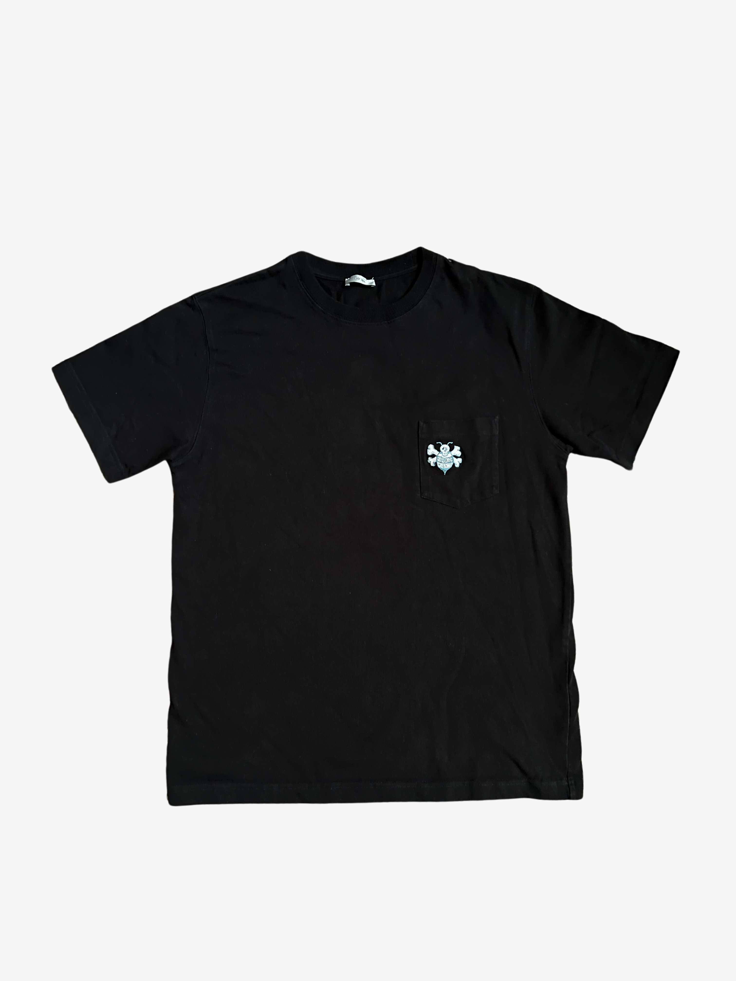 Dior x Shawn Stussy Black Oversized Bee Pocket T-Shirt