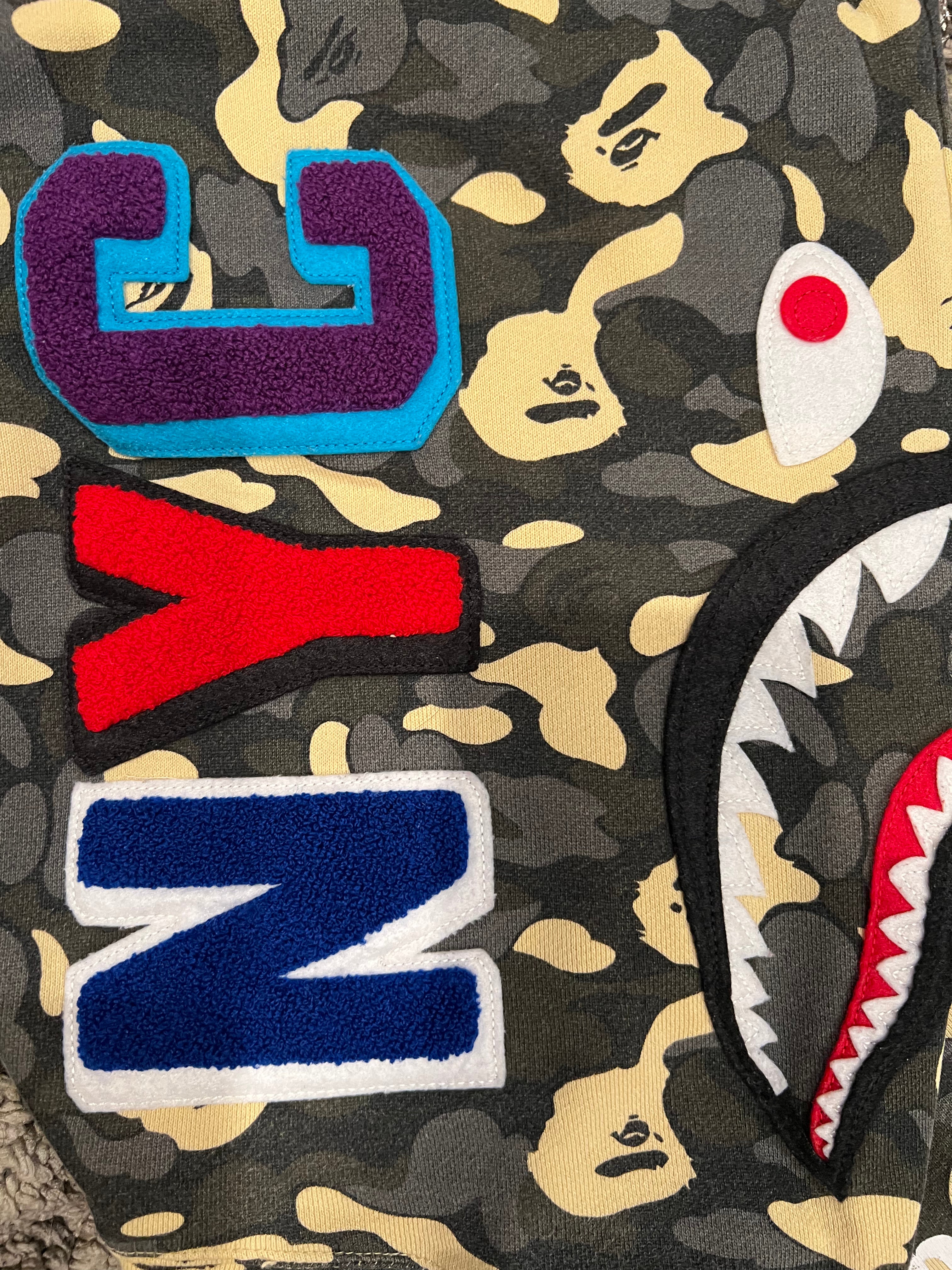 Black/Gold 2024 NYC Madison Store Exclusive Camo Full Zip Up Shark Hoodie