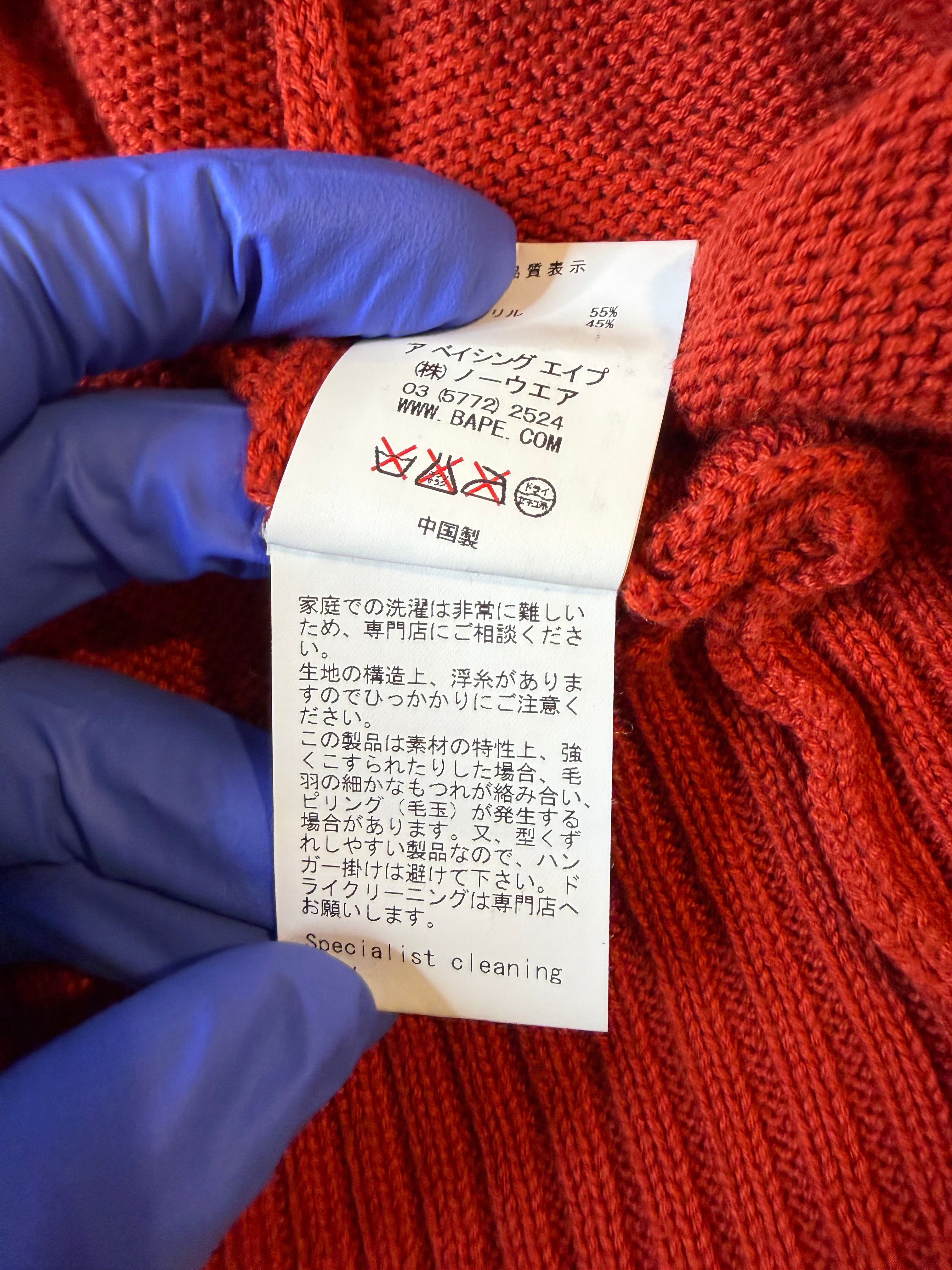 Red Knitted Full Zip Up Shark Hoodie