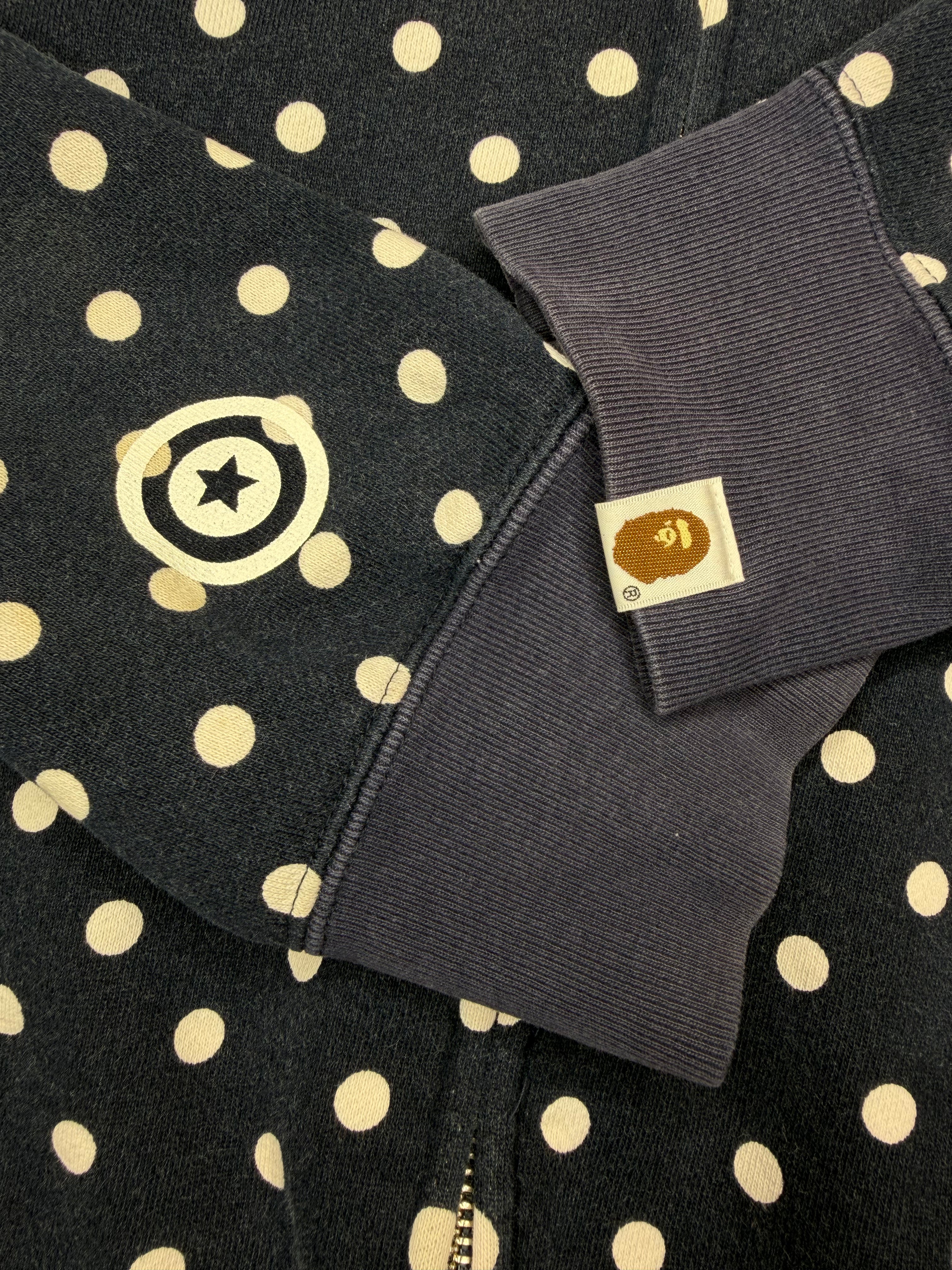 Navy Polka Dot Full Zip Up Shark Hoodie