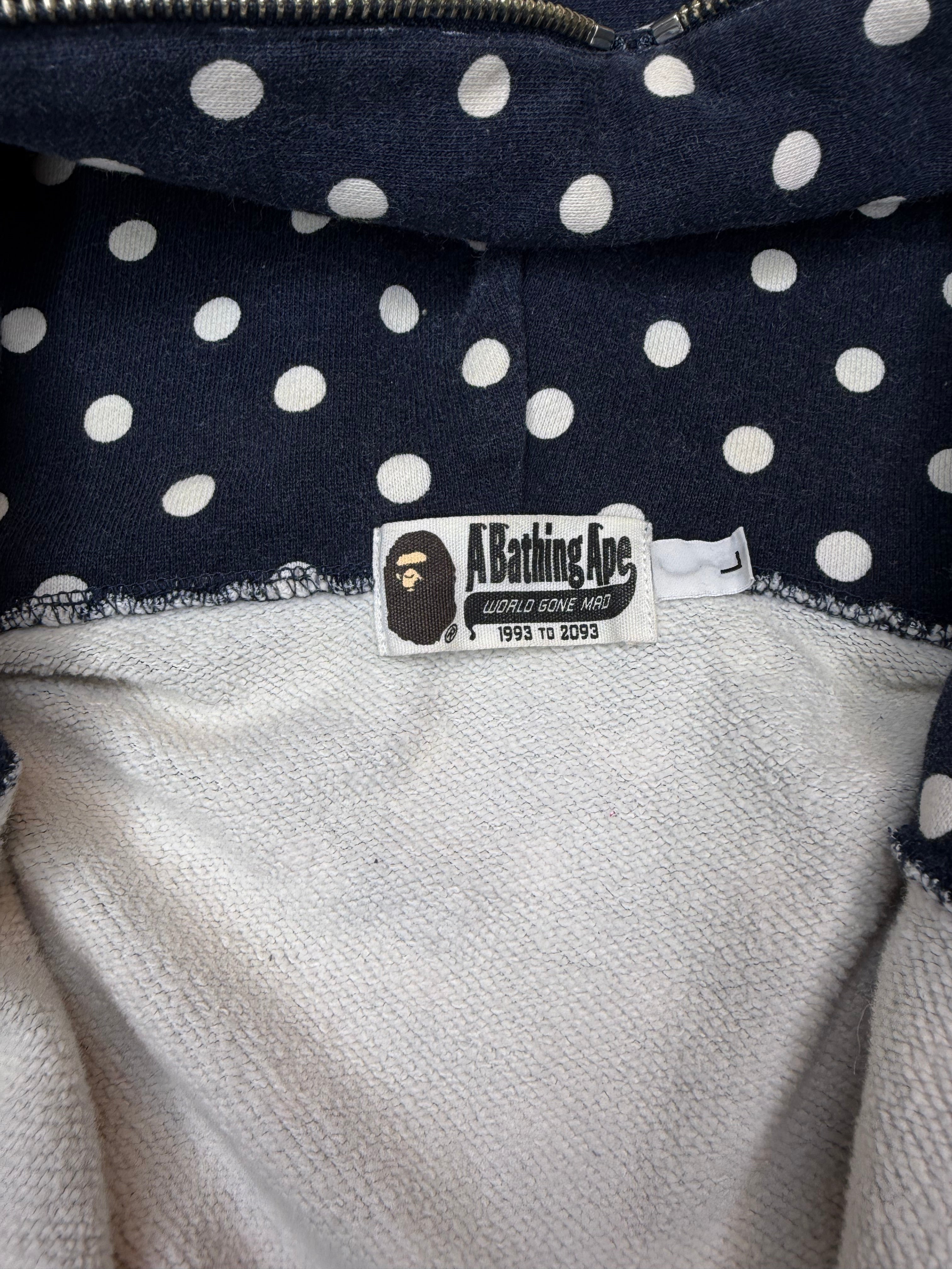 Navy Polka Dot Full Zip Up Shark Hoodie