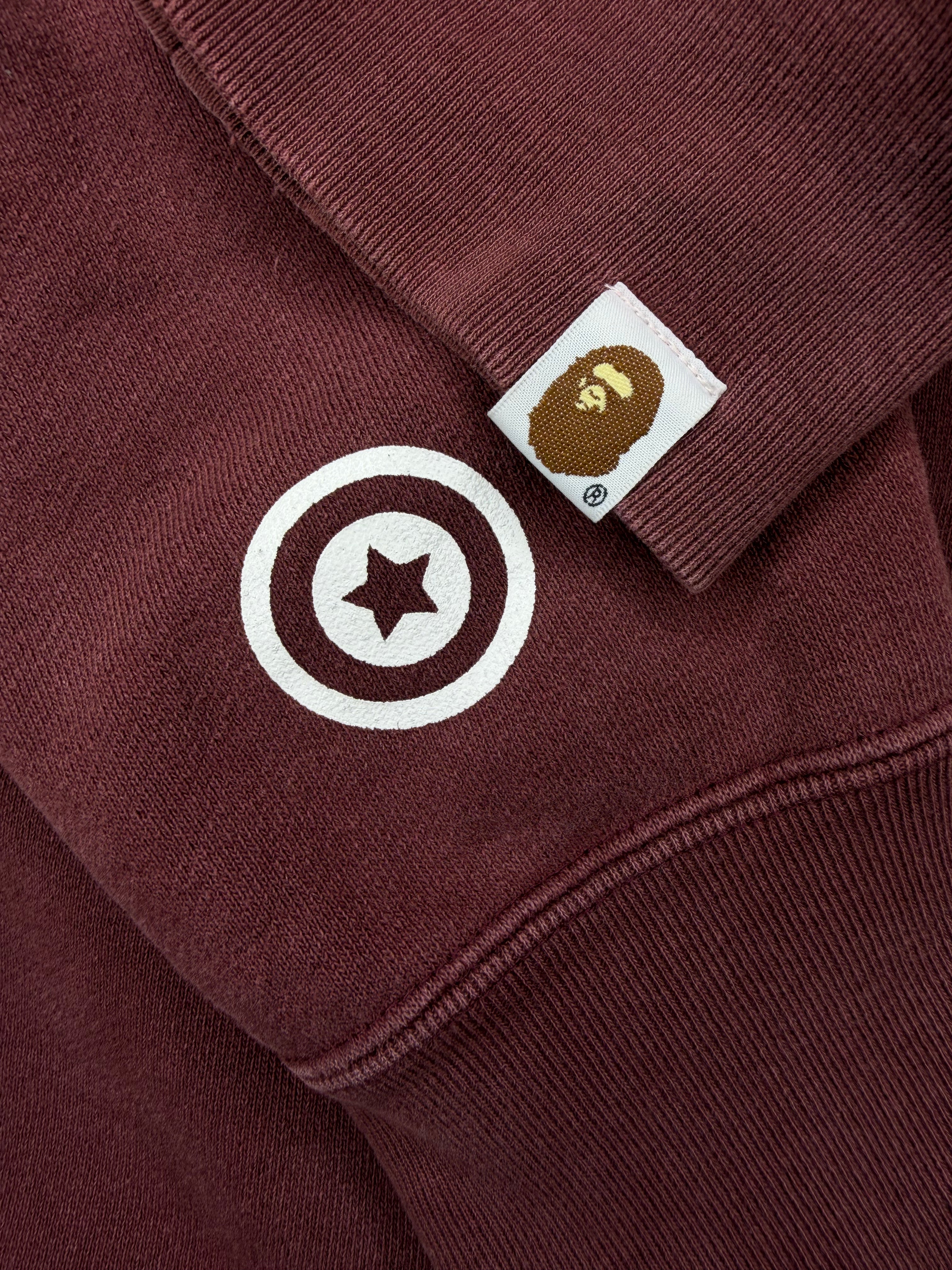 Burgundy Half Camo Full Zip Up Shark Hoodie