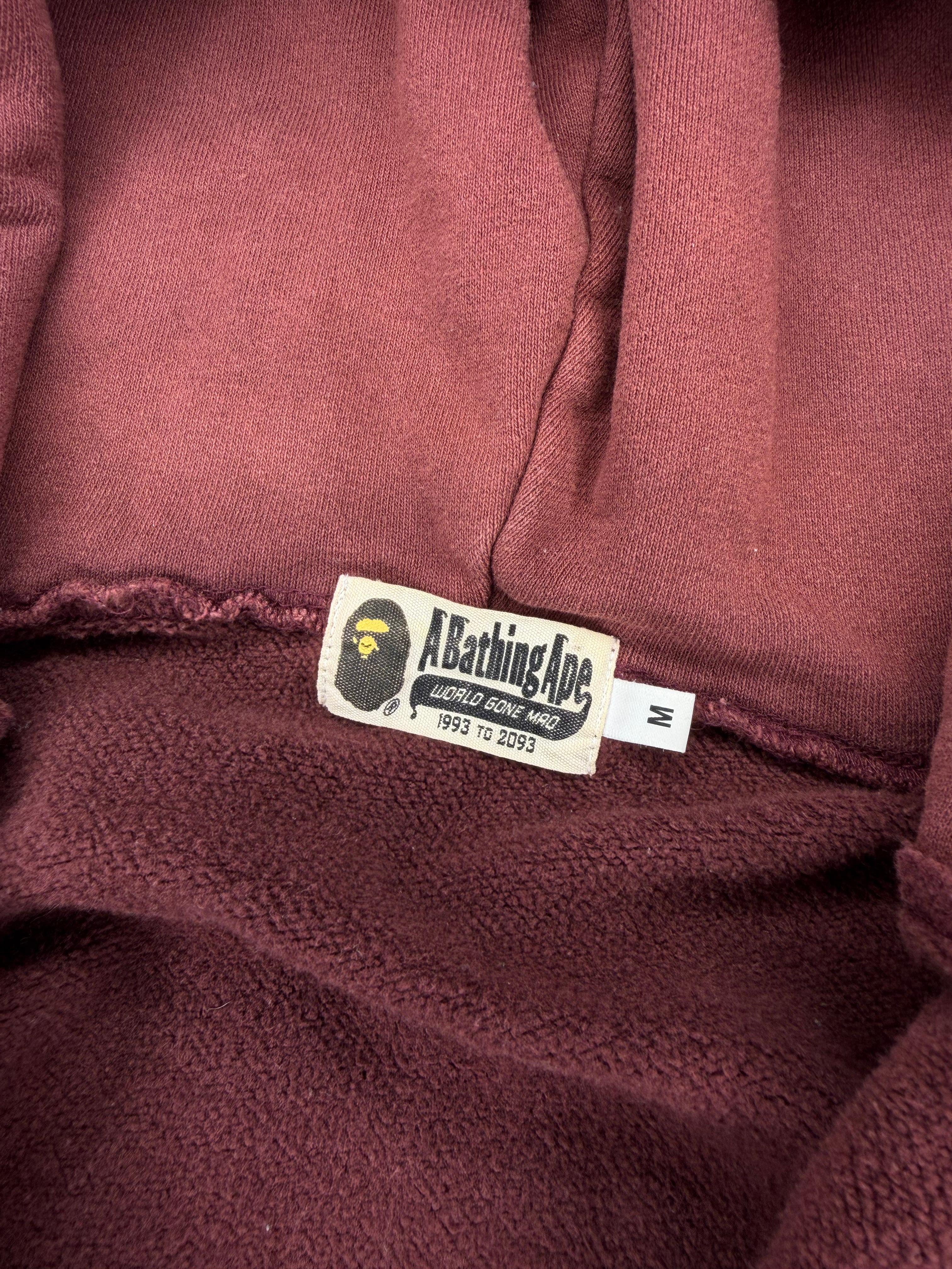 Burgundy Half Camo Full Zip Up Shark Hoodie