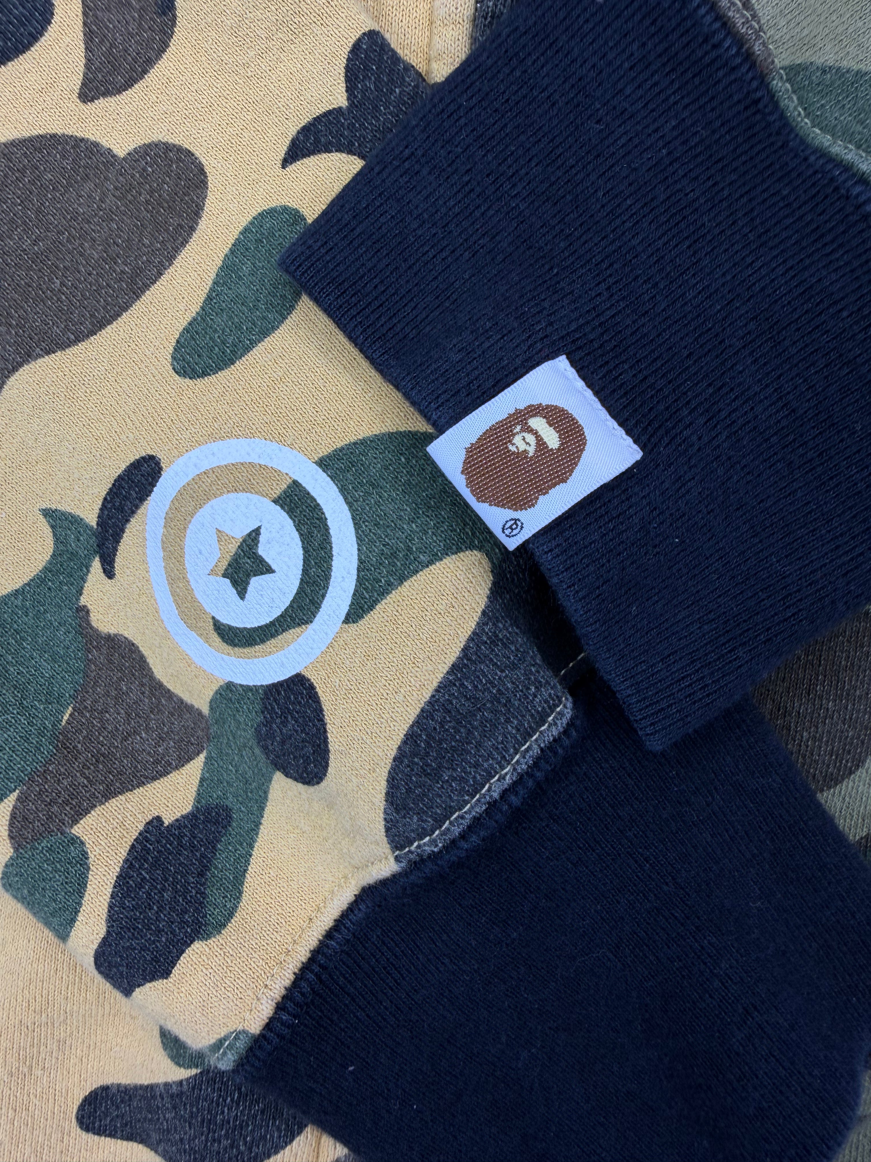 Yellow/Green Half Split Camo Full Zip Up Shark Hoodie