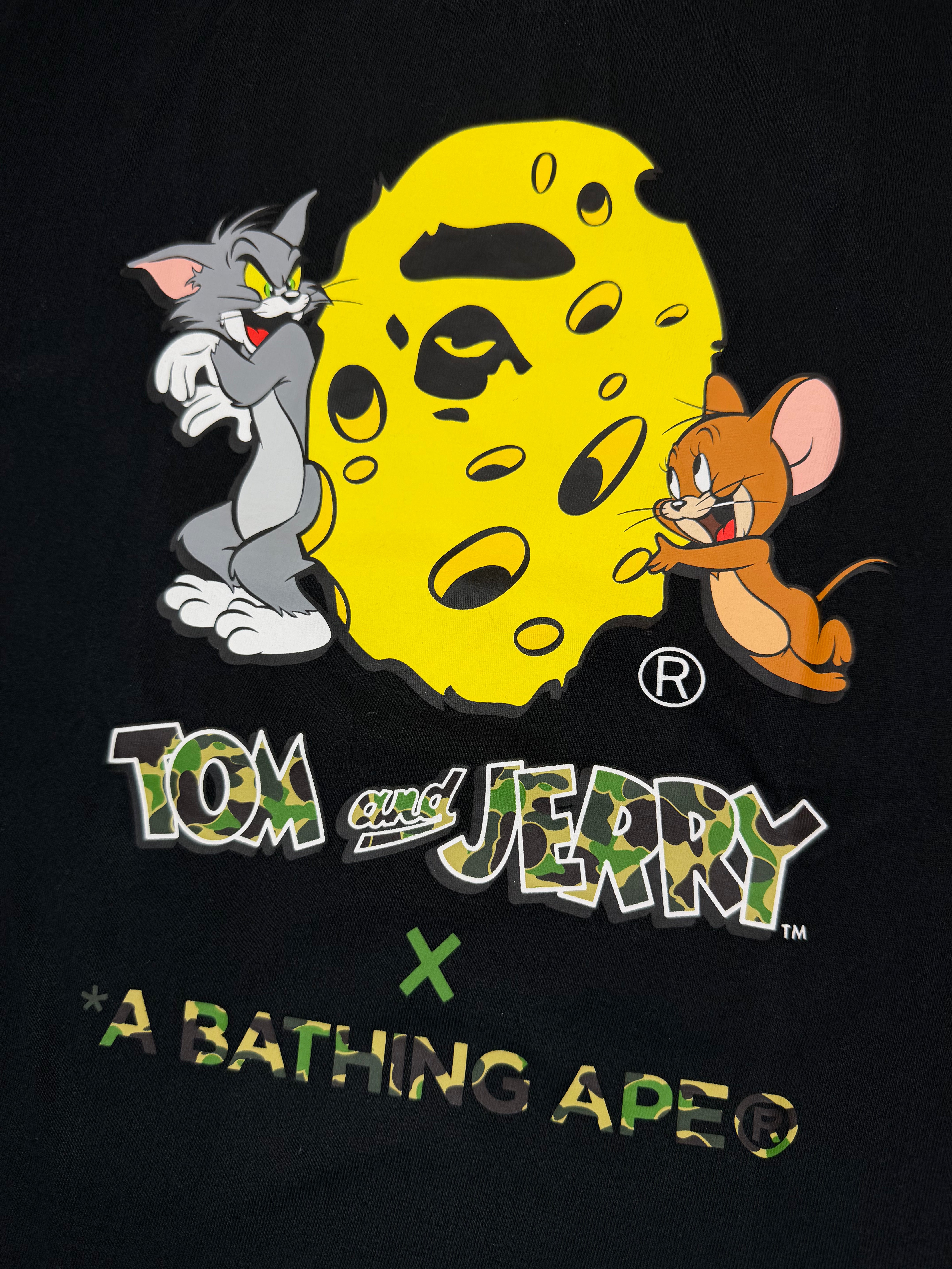 x Tom & Jerry Black Cheese Ape Head T-Shirt