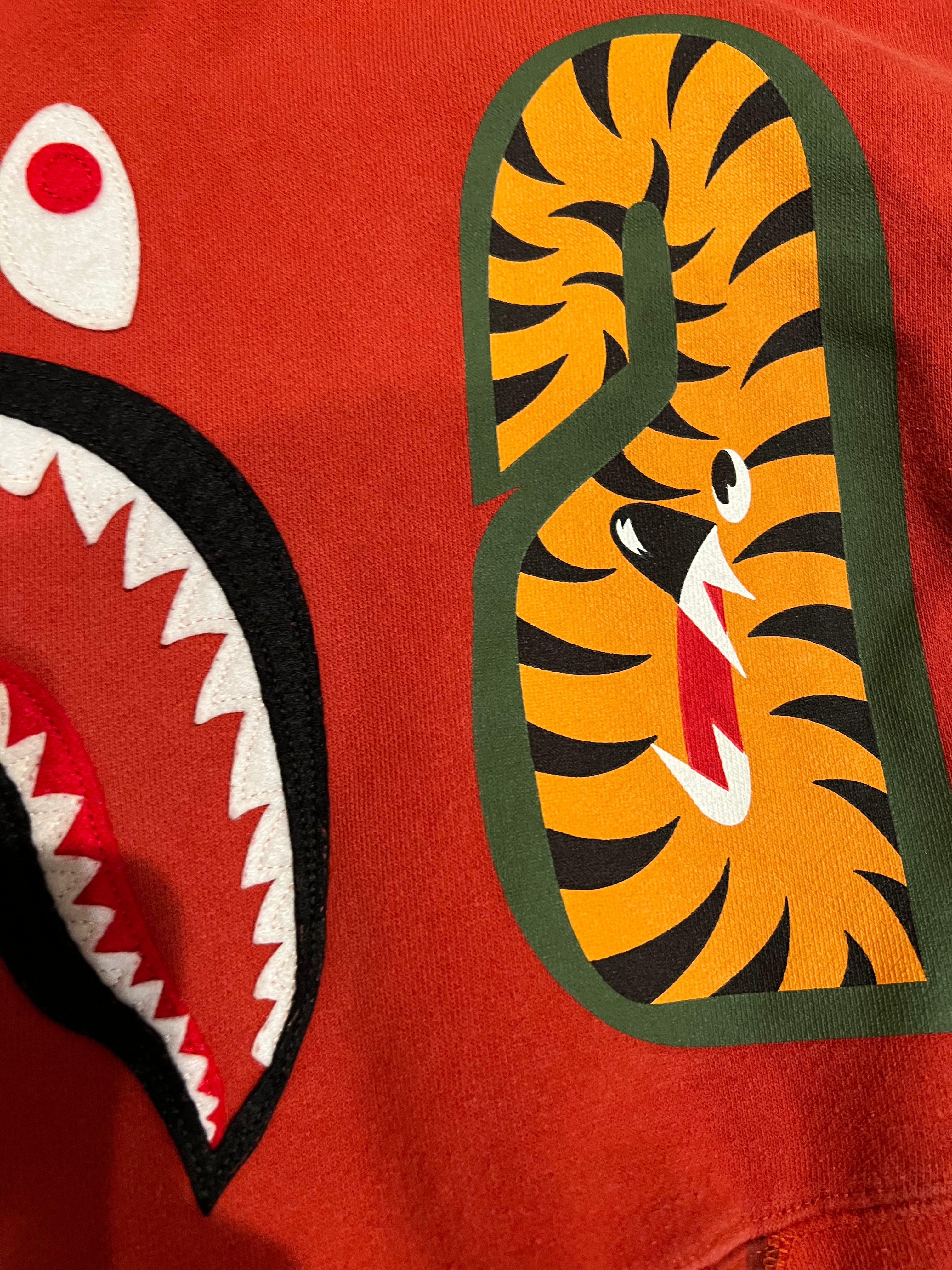 Red Camo Full Zip Up Shark Hoodie