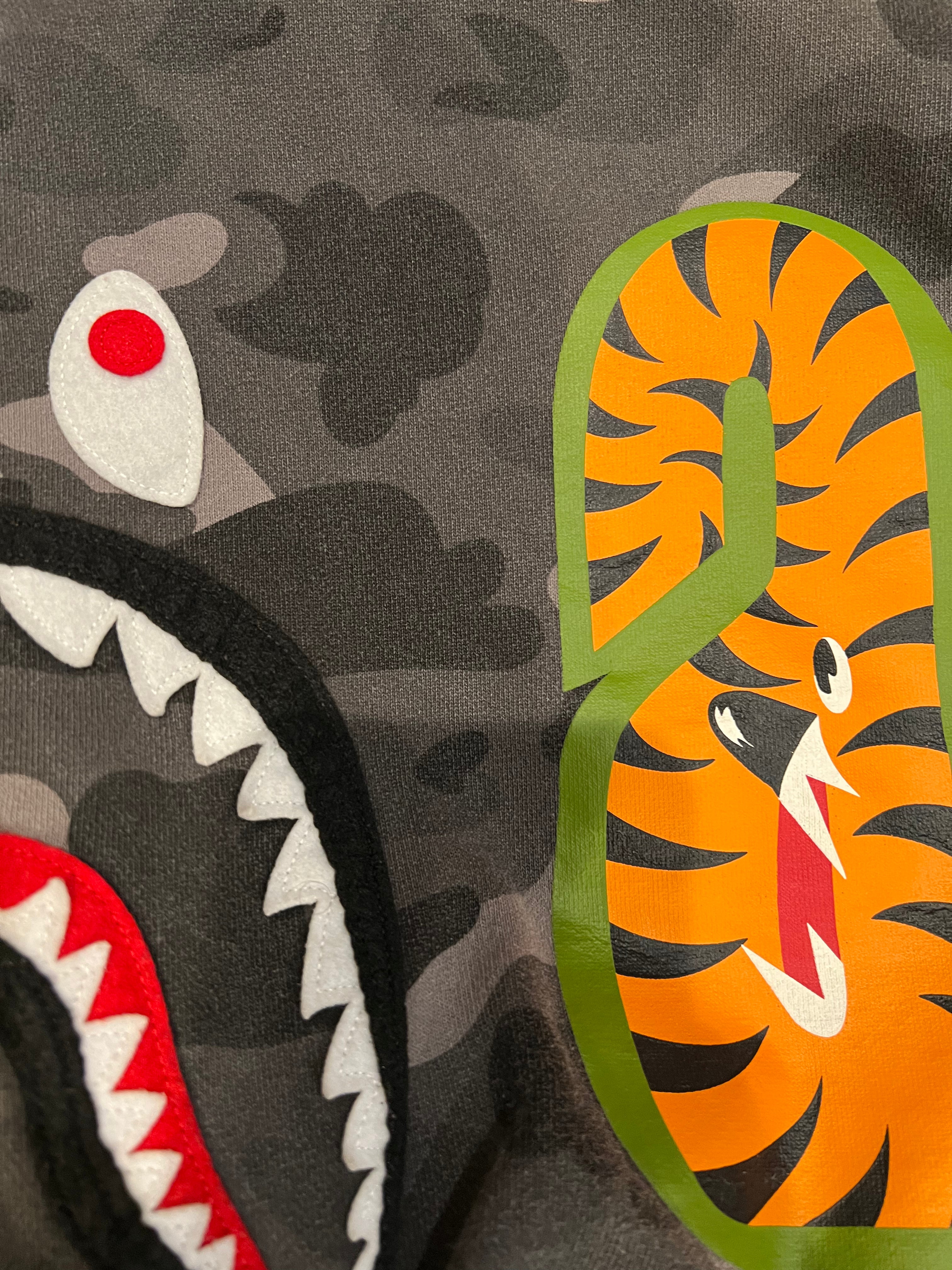 Black Double Purple Camo Tiger Shark Full Zip Up Shark Hoodie