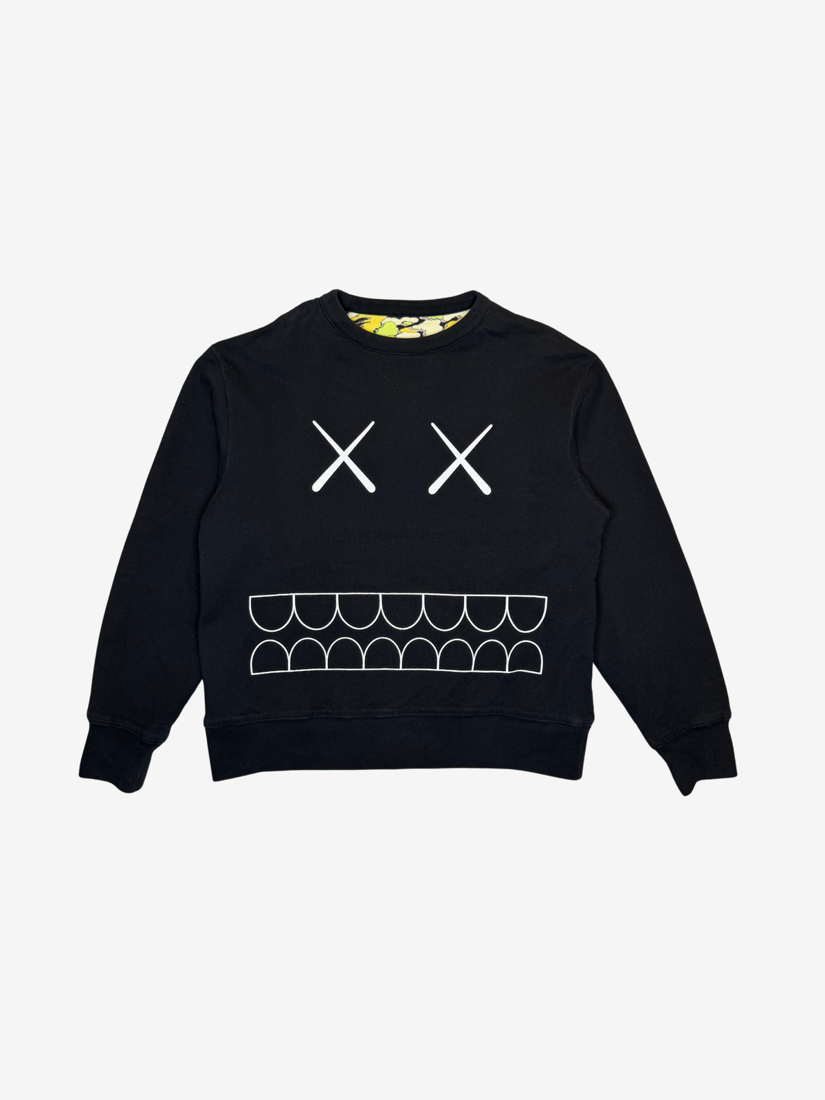 x Kaws Yellow/Lime Cloud Camo Chomper Reversible Crewneck