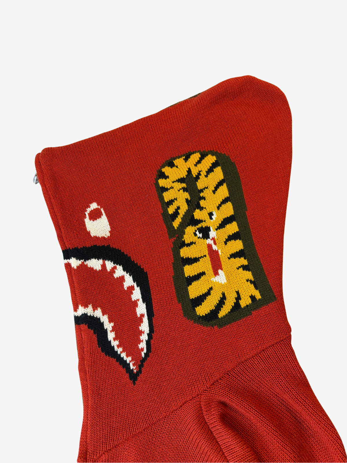 Red Knitted Full Zip Up Shark Hoodie