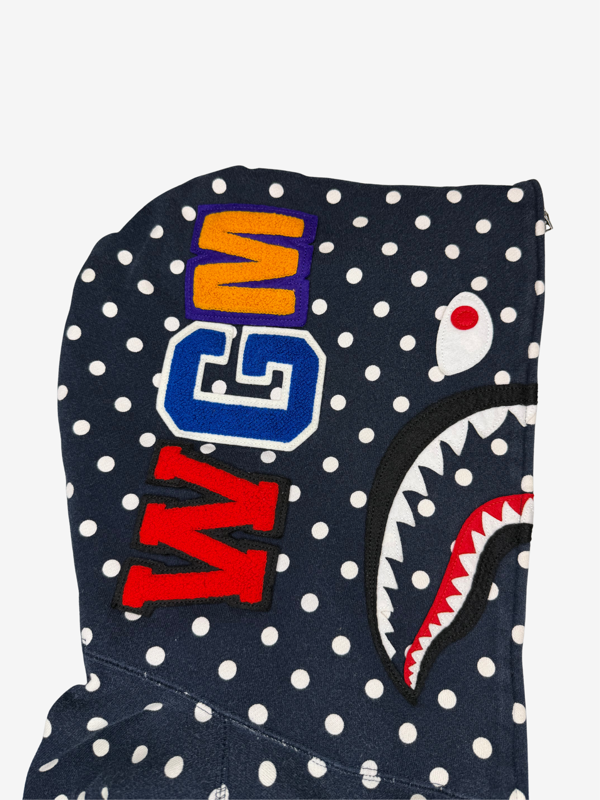 Navy Polka Dot Full Zip Up Shark Hoodie