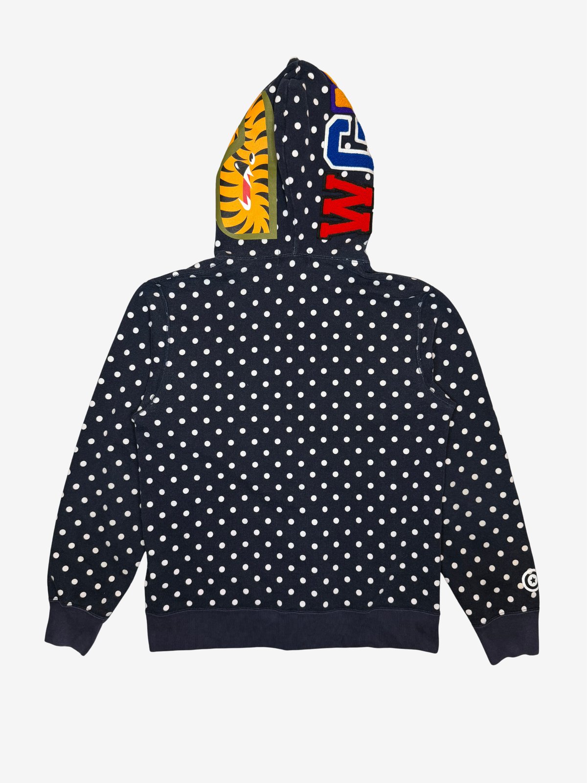 Navy Polka Dot Full Zip Up Shark Hoodie