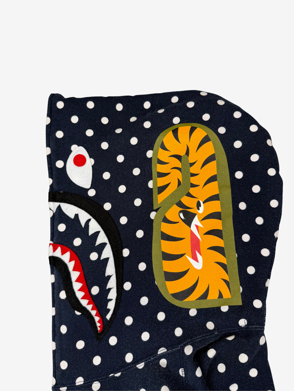 Navy Polka Dot Full Zip Up Shark Hoodie