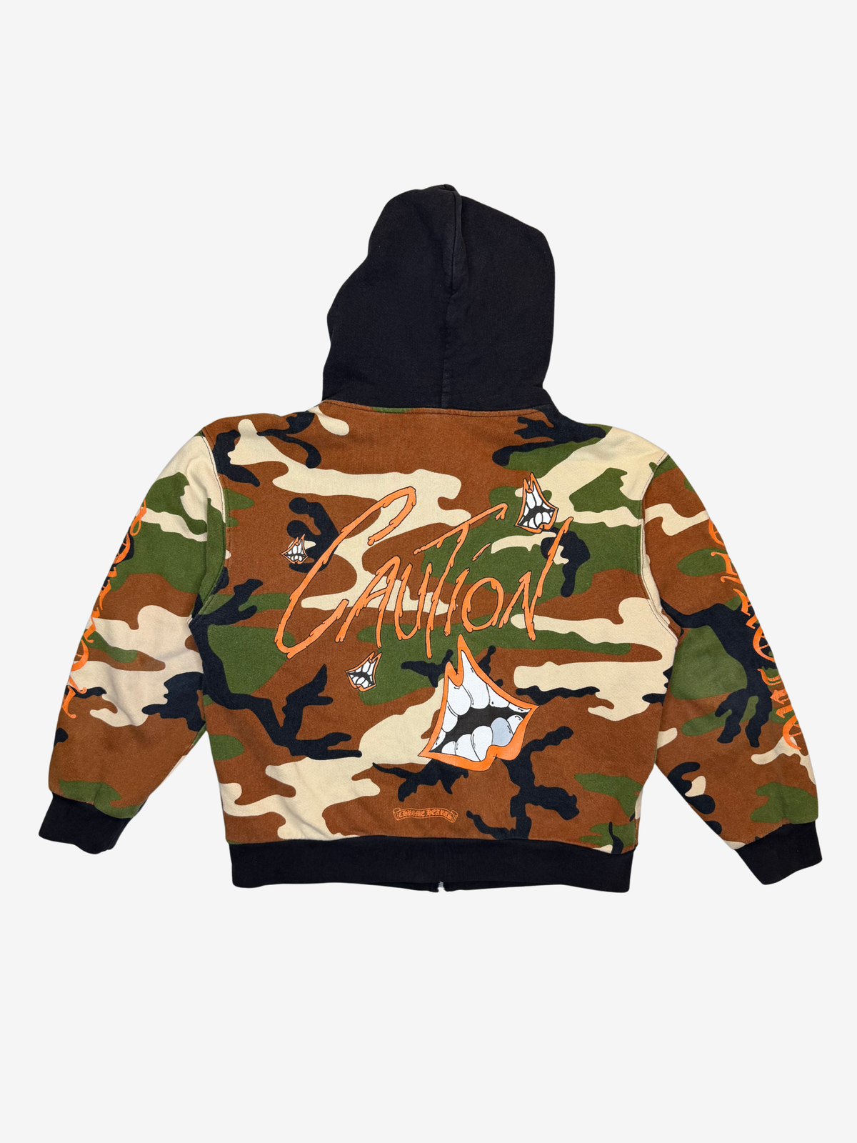 x Matty Boy Green Camo Caution Thermal Zip Up Hoodie