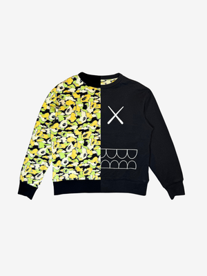 x Kaws Yellow/Lime Cloud Camo Chomper Reversible Crewneck