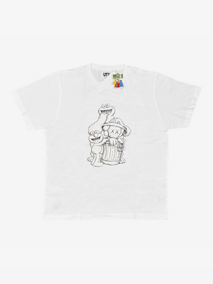 x Uniqlo x Sesame Street White Companion Trash Can Outline T-Shirt
