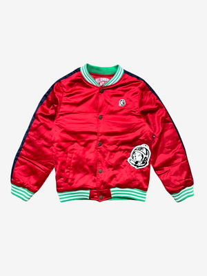 Red Satin Varsity Jacket