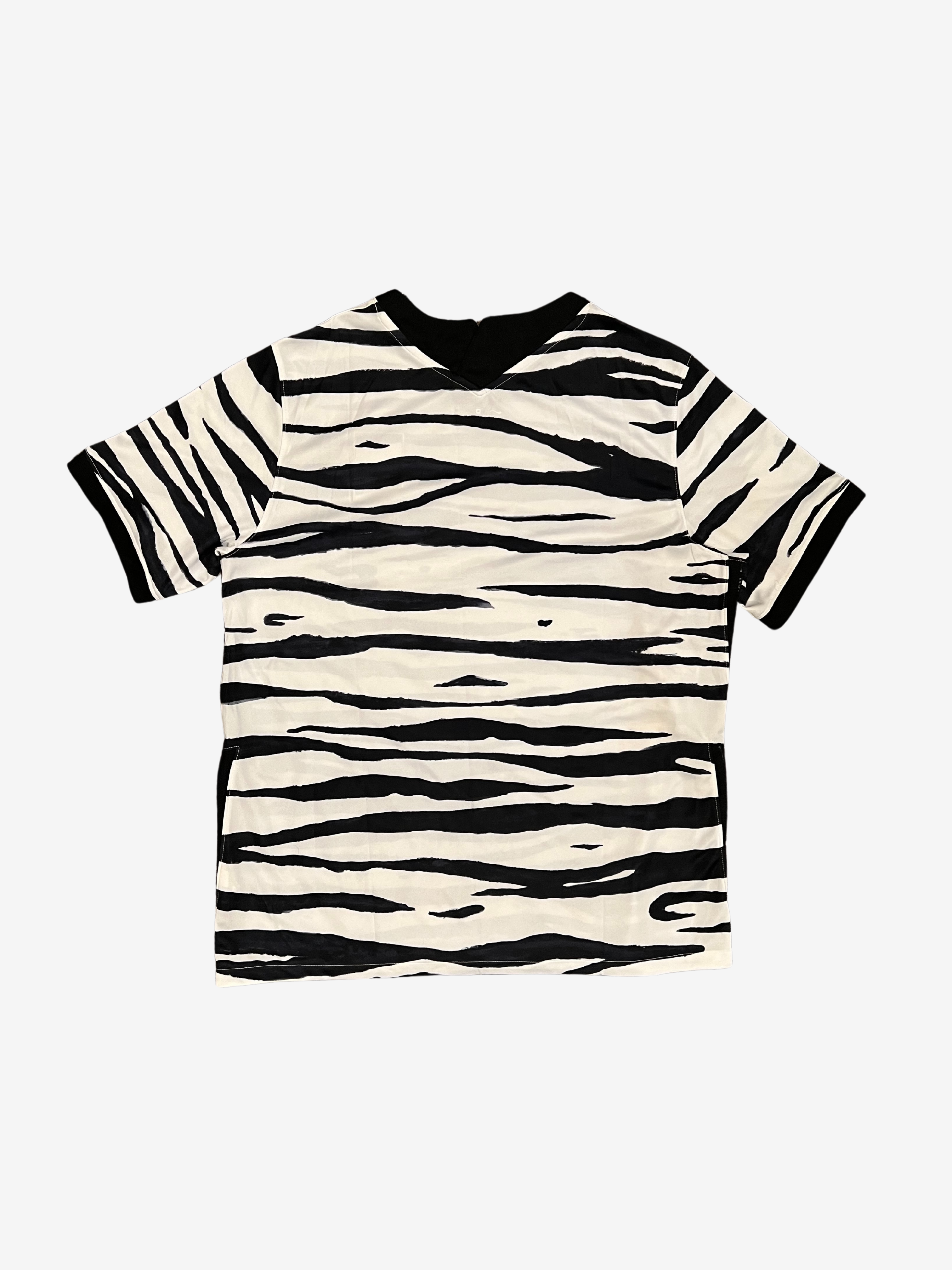White Korea Zebra Striped Jersey