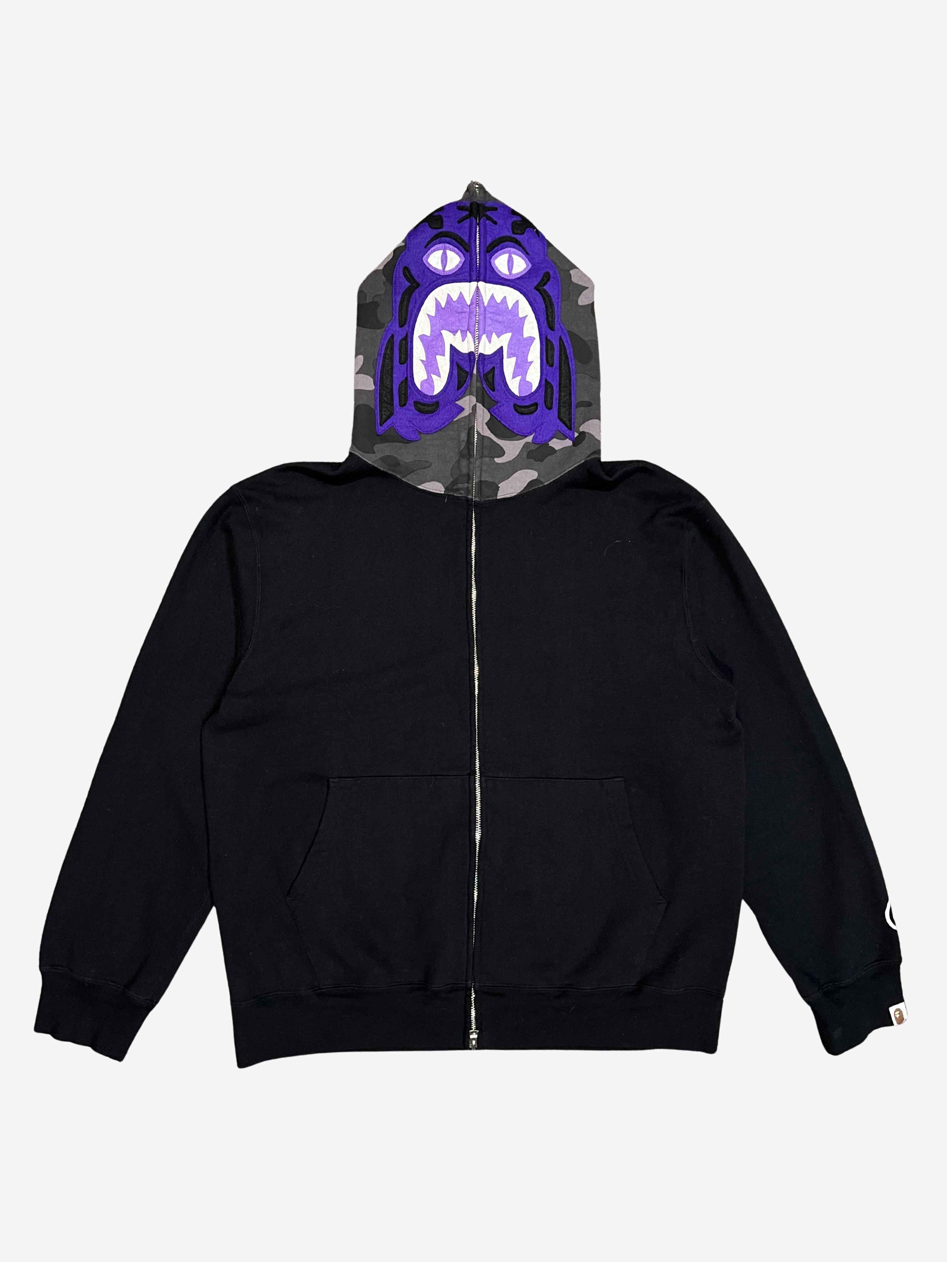 Black Purple Tiger Shark Full Zip Up Shark Hoodie
