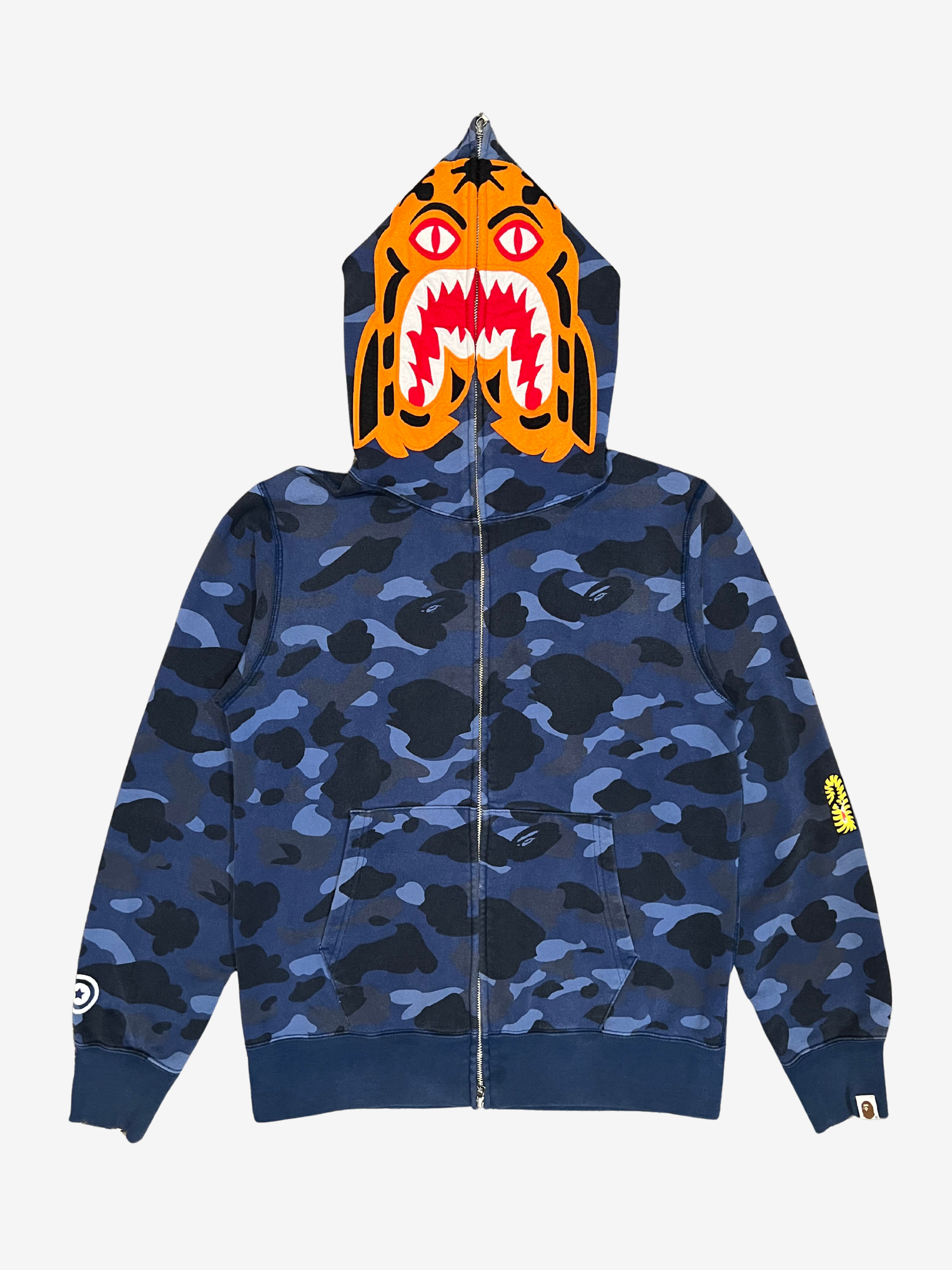 Blue Camo Tiger Shark Full Zip Up Shark Hoodie