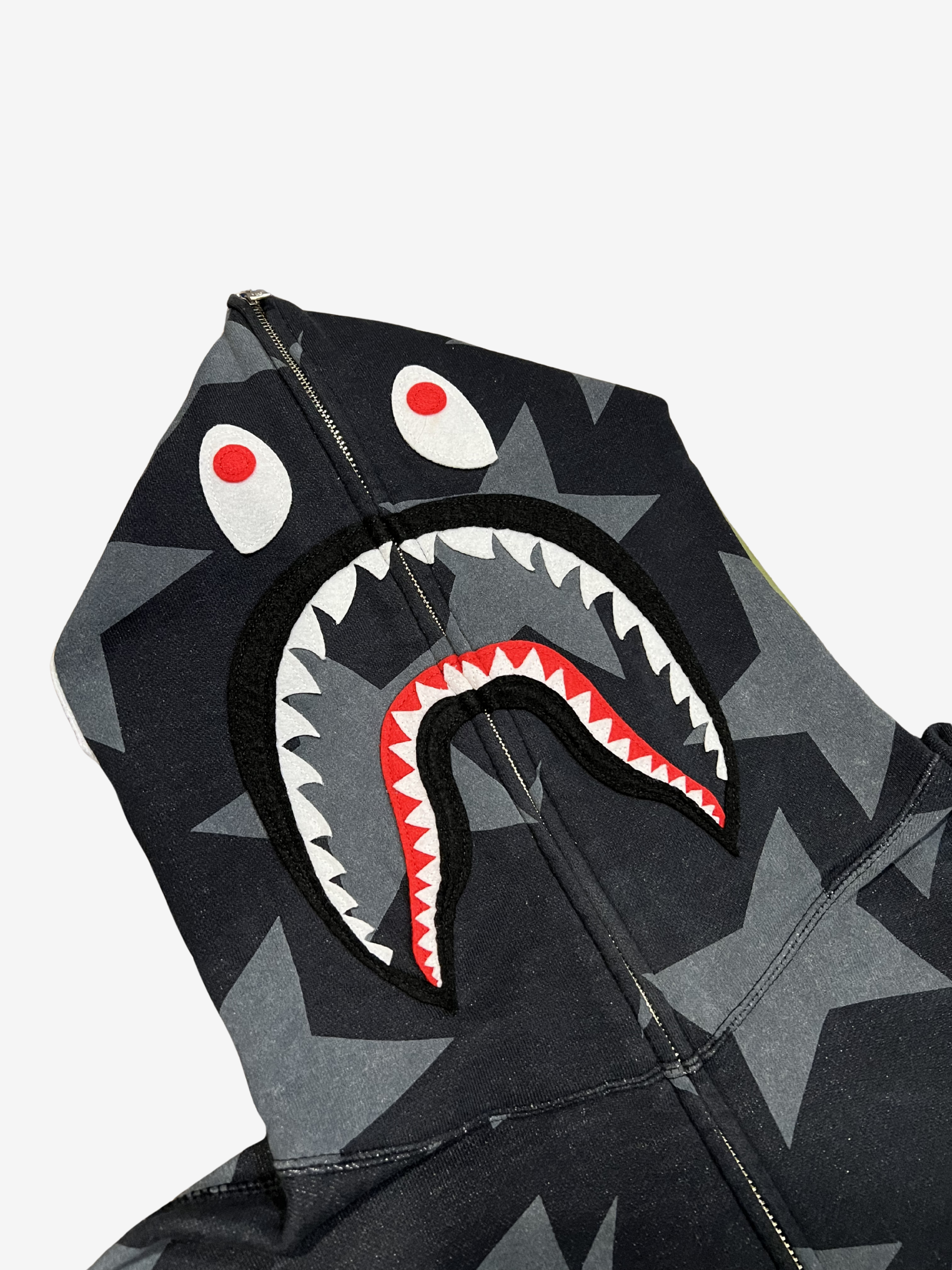 Blue Sta All Over Star Print Full Zip Up Shark Hoodie