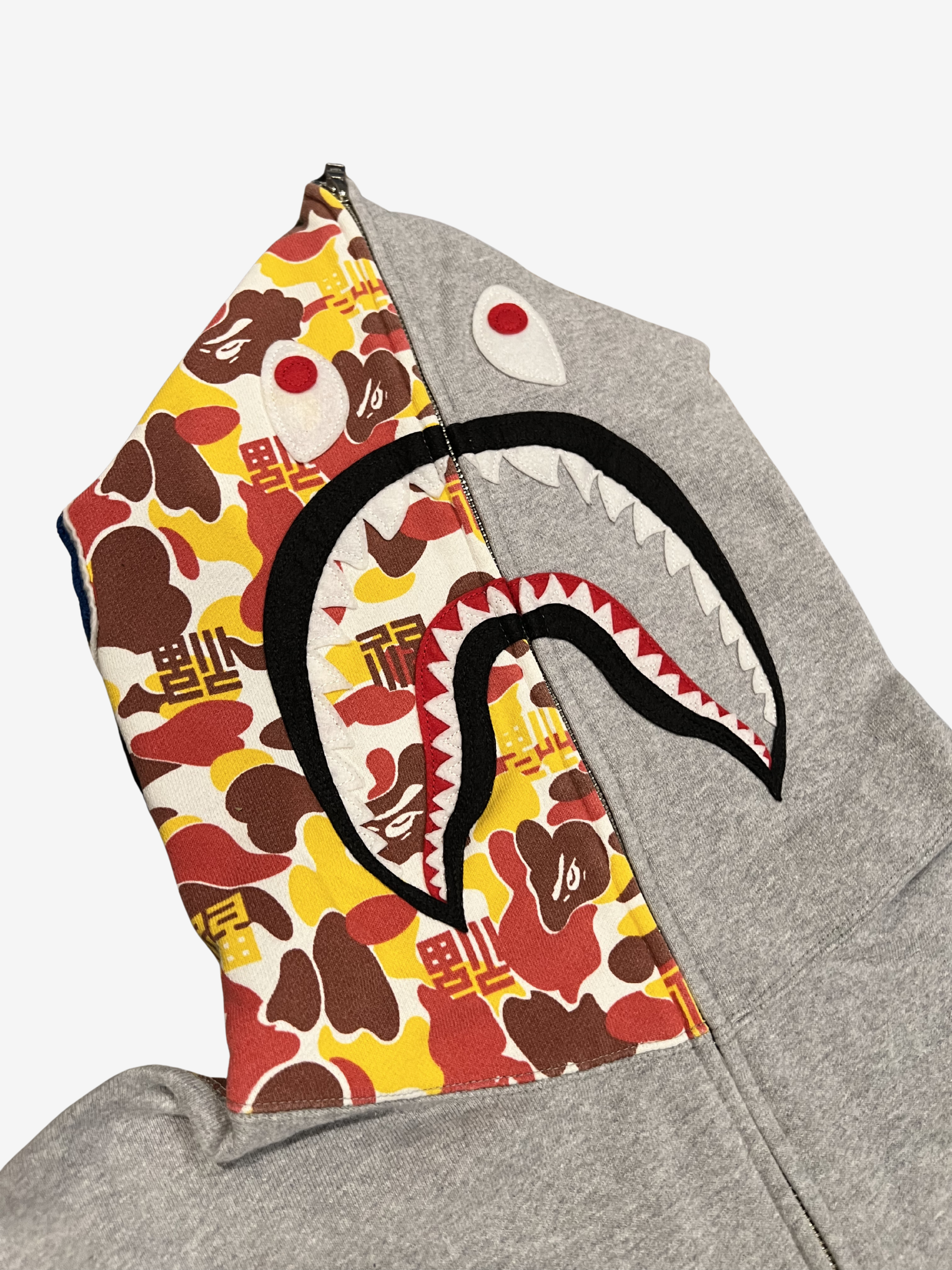 Gray Beijing Store Exclusive Camo Full Zip Up Shark Hoodie