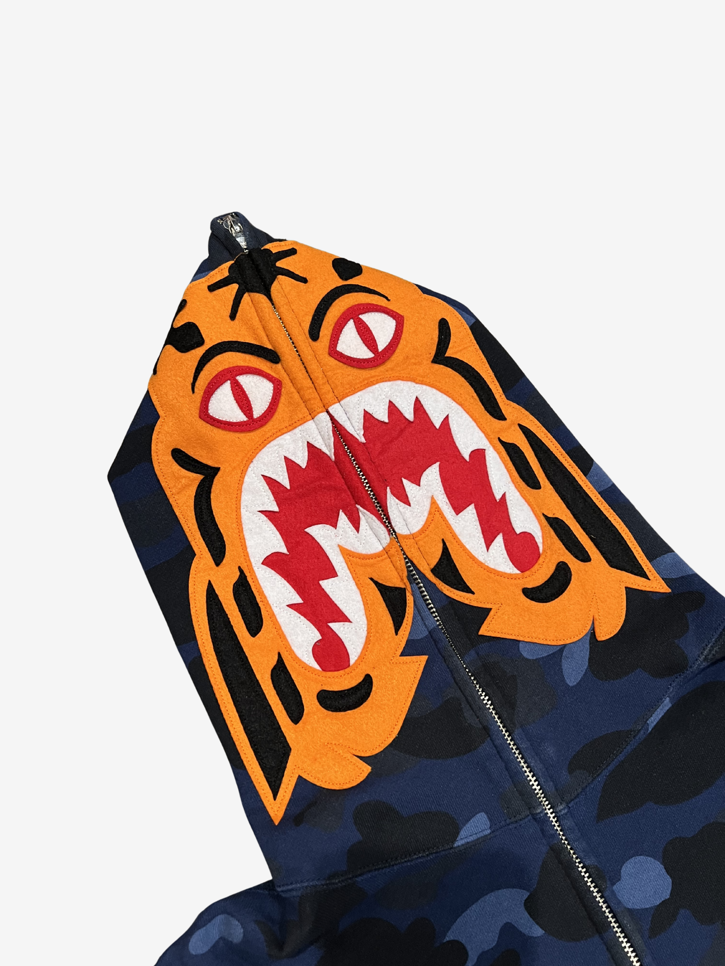Blue Camo Tiger Shark Full Zip Up Shark Hoodie