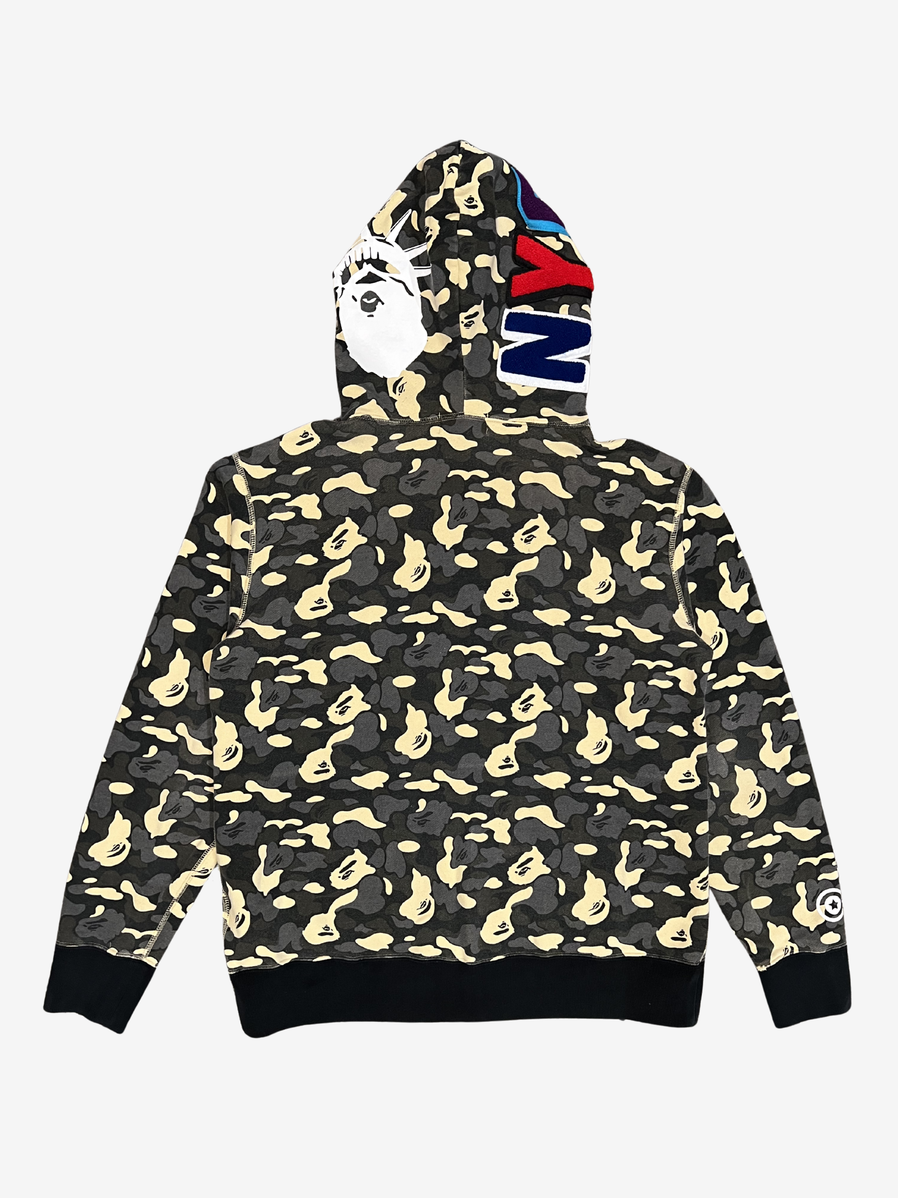 Black/Gold 2024 NYC Madison Store Exclusive Camo Full Zip Up Shark Hoodie