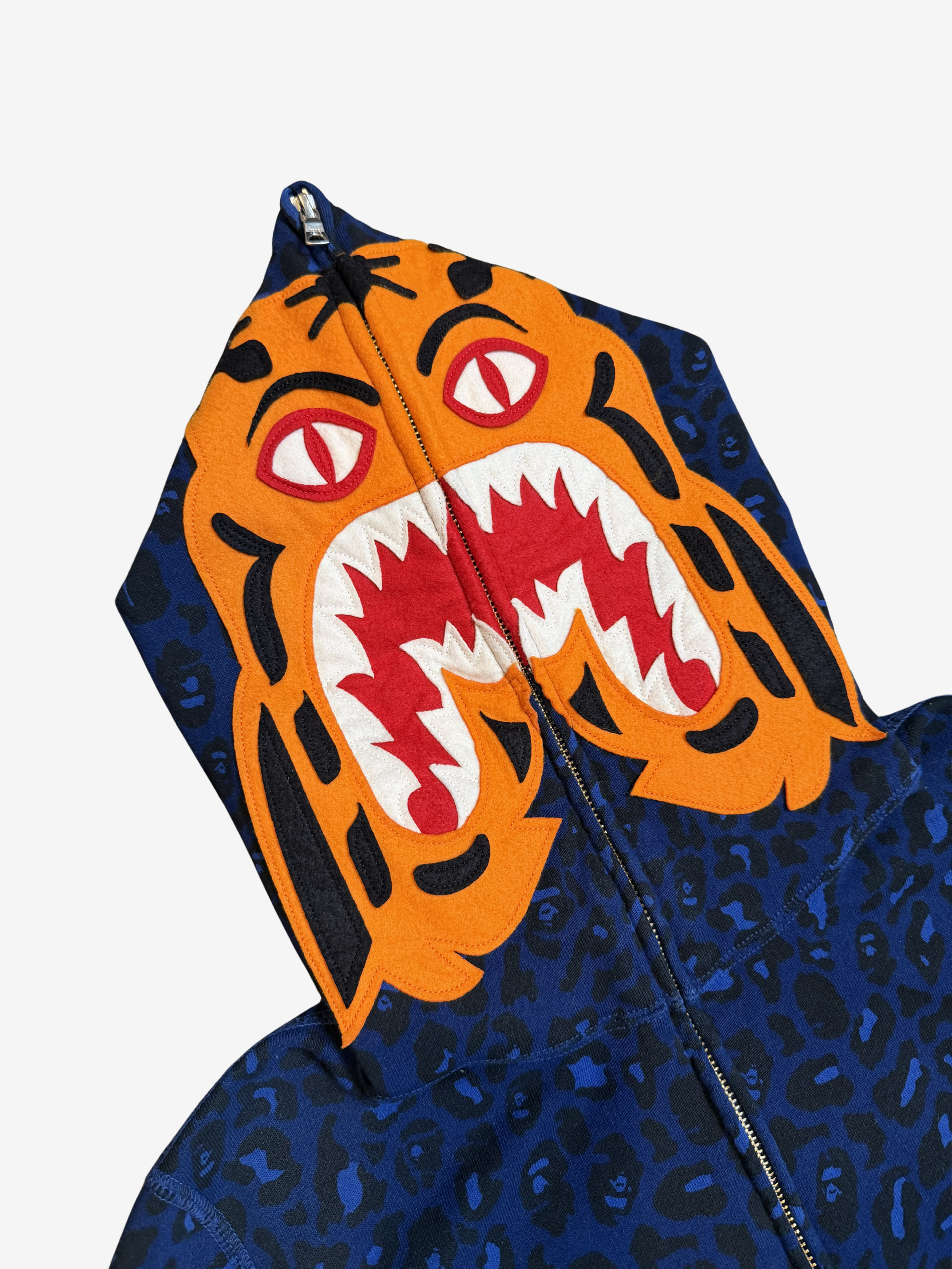 Blue Cheetah Camo Tiger Shark Full Zip Up Shark Hoodie