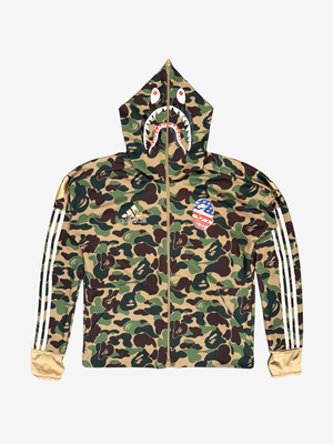 x Adidas Green Camo Full Zip Up Shark Hoodie