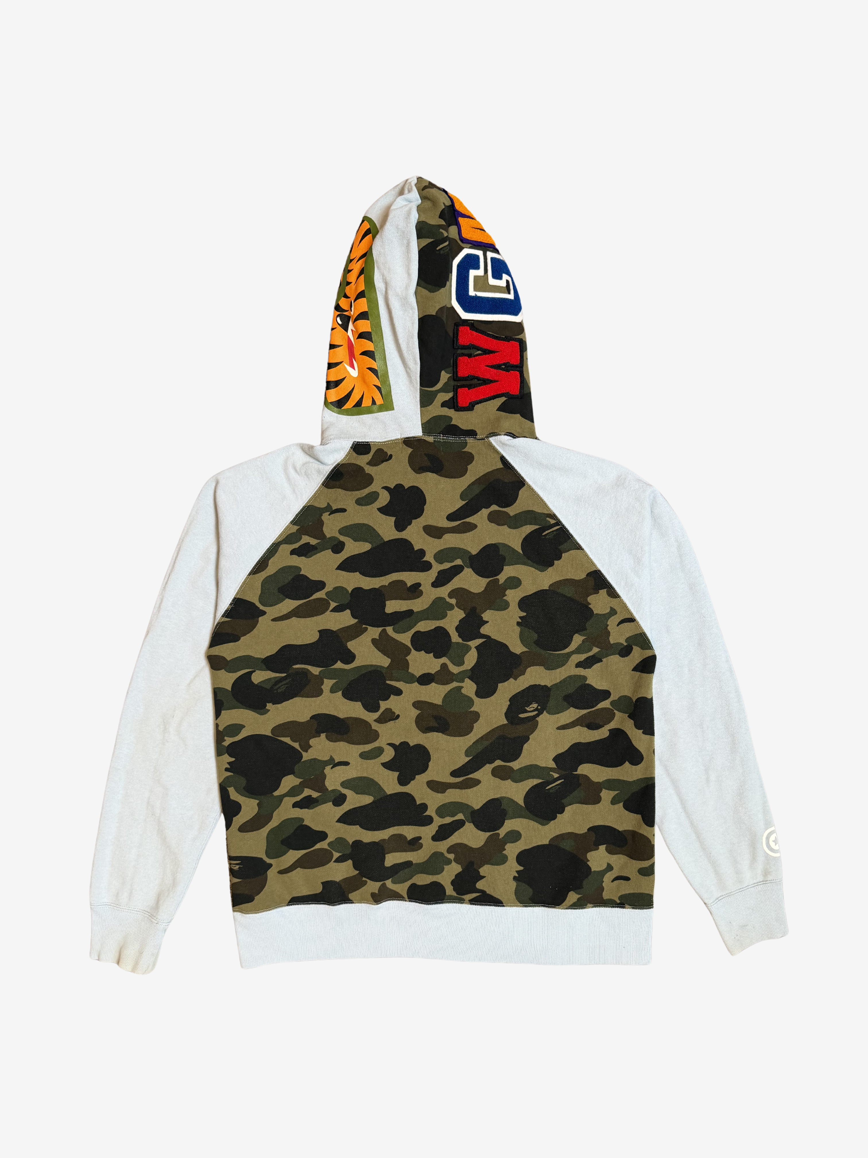 Light Blue Camo Head And Back Half Zip Up Shark Hoodie