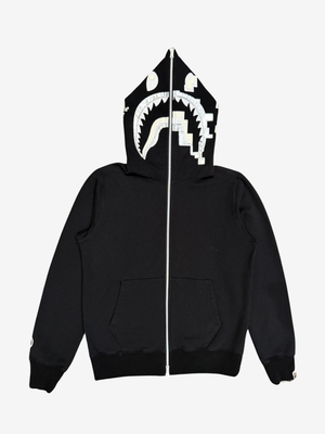 Black Glow In The Dark Digital Camo Full Zip Up Shark Hoodie