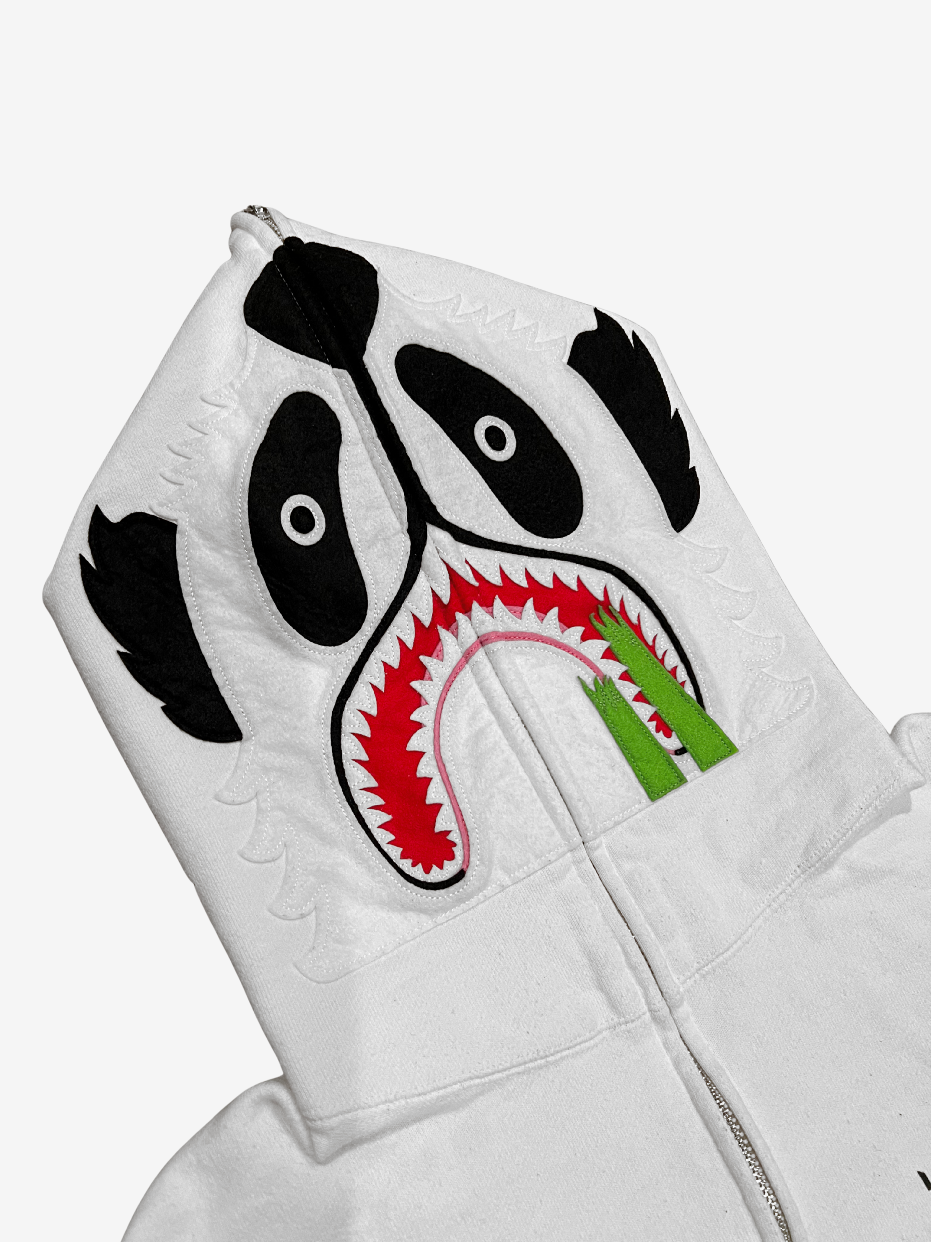White Glow In The Dark City Camo Full Zip Up Panda Shark Hoodie