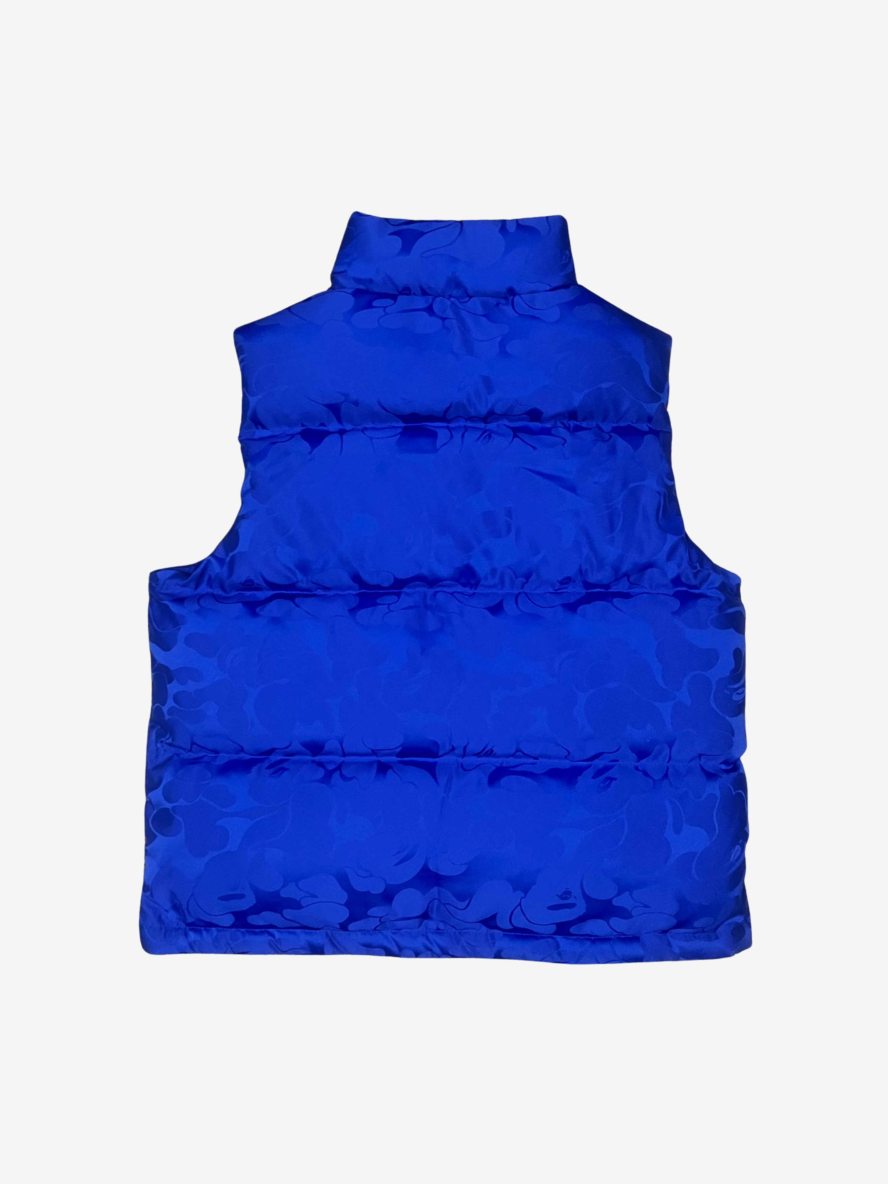 Blue Tonal Solid Camo Puffer Down Vest