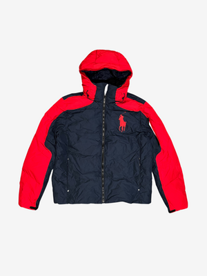 Navy Red Big Pony Puffer Jacket