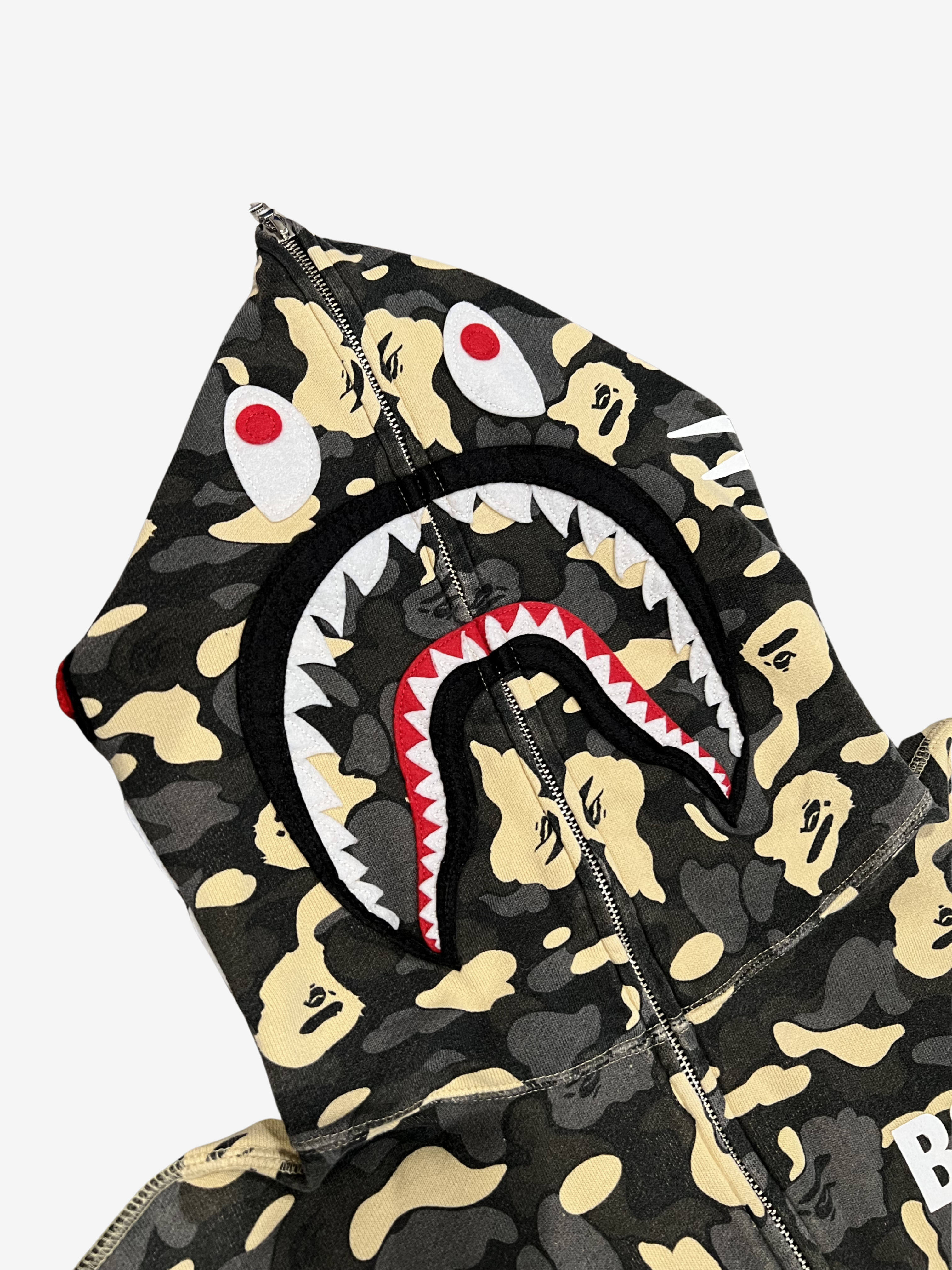 Black/Gold 2024 NYC Madison Store Exclusive Camo Full Zip Up Shark Hoodie