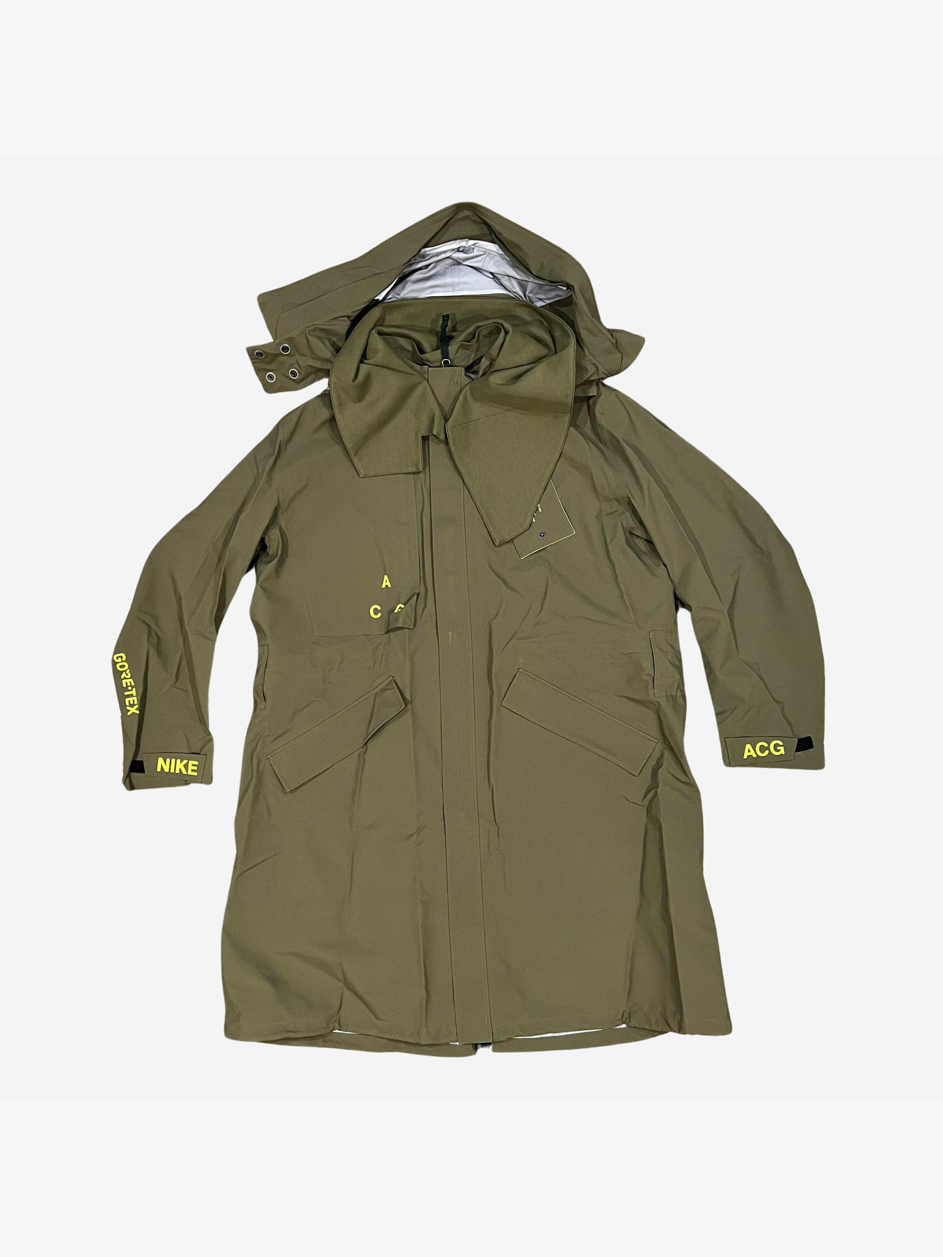 Nikelab ACG Olive Goretex Techwear Trench Jacket aq3516-395
