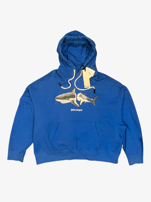 Sudadera con capucha de chenilla de tiburón azul