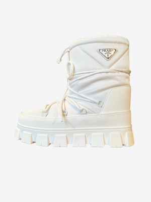 White Triangle Leather Logo Boots