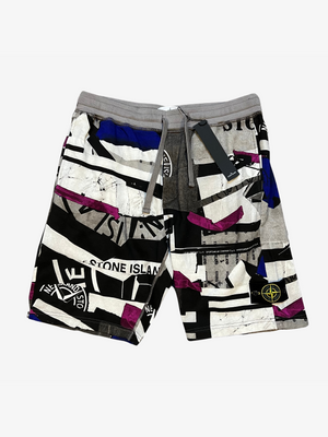 Bermudas con mecanismo de relojería en color gris y morado 