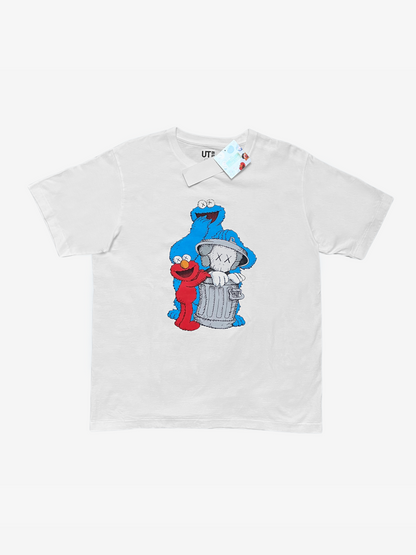 Uniqlo x Kaws x Sesame Street White Companion Trash Can T-Shirt