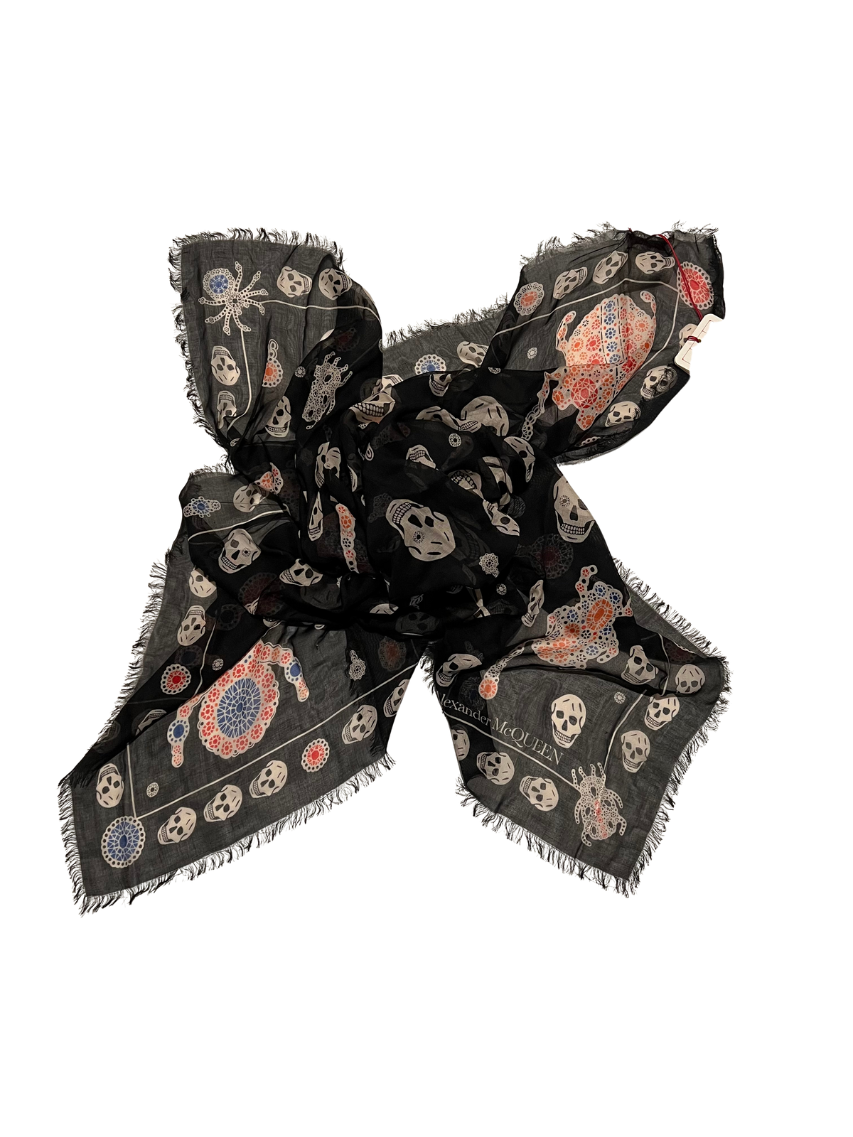 Alexander McQueen Black Spider Diamond Skeleton Scarf