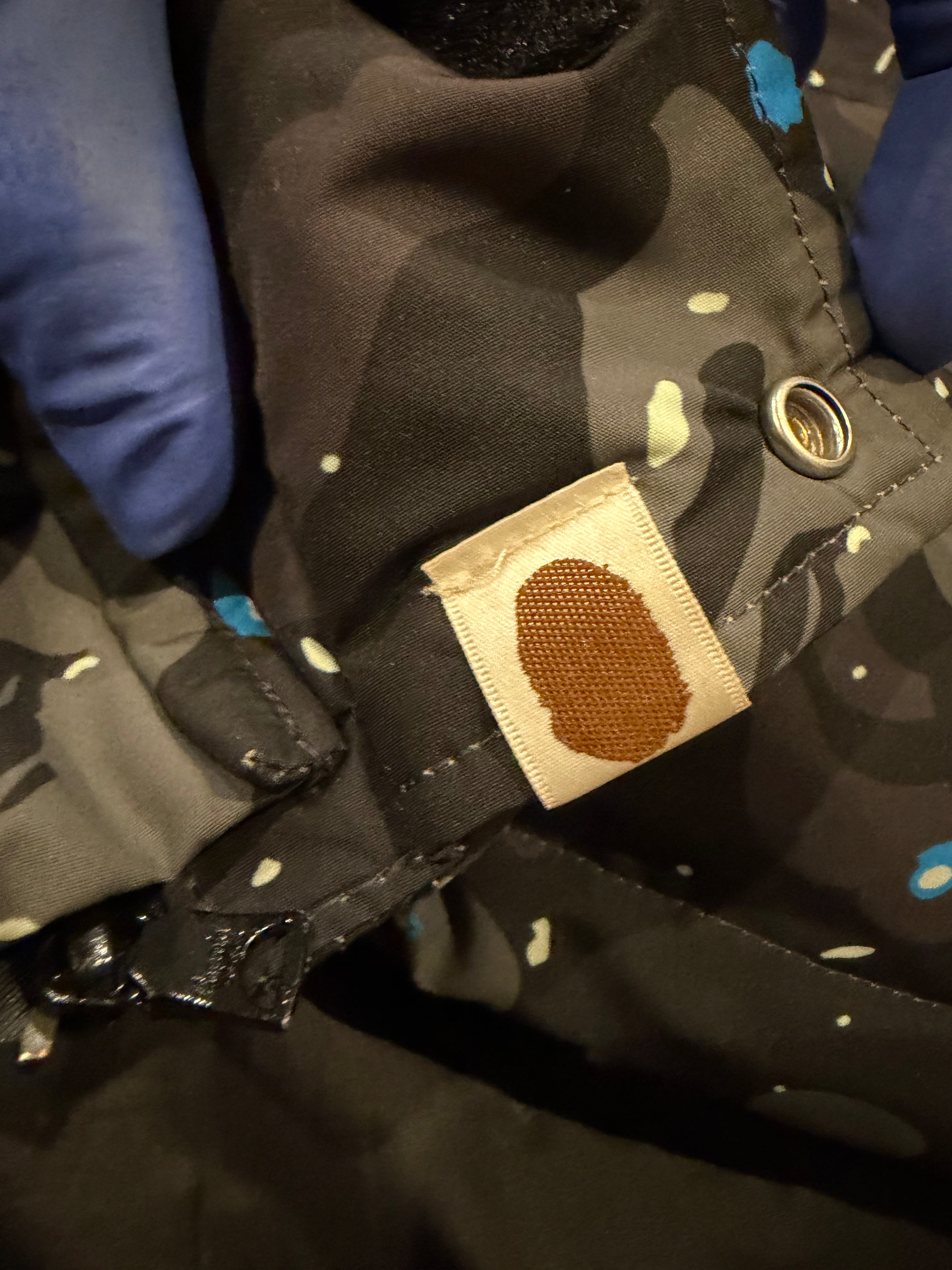 BAPE Black Galaxy Puffer Down Jacket size L collar detail