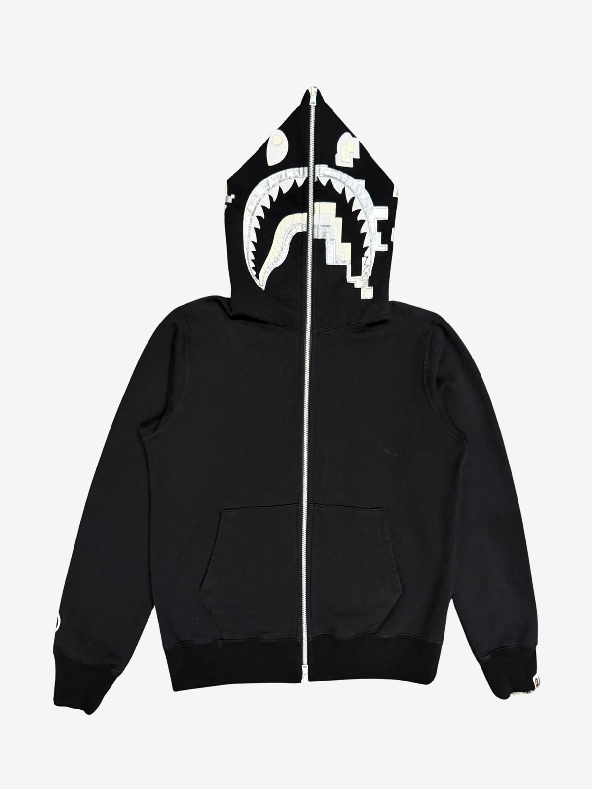 BAPE Black Glow In The Dark Digital Camo Full Zip Up Shark Hoodie